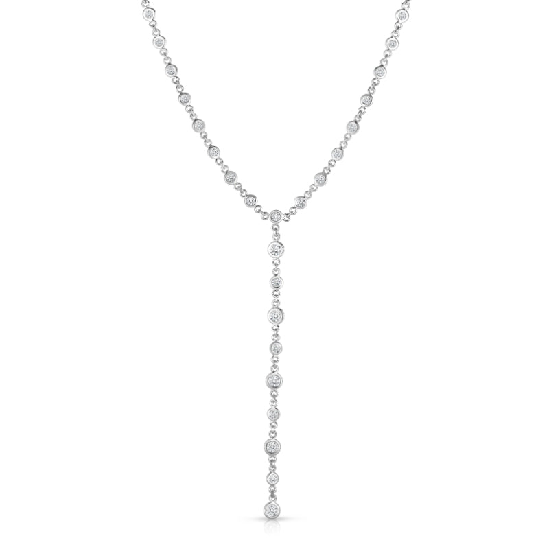18K WHITE GOLD DIAMONDS BY INCH 'Y' NECKLACE