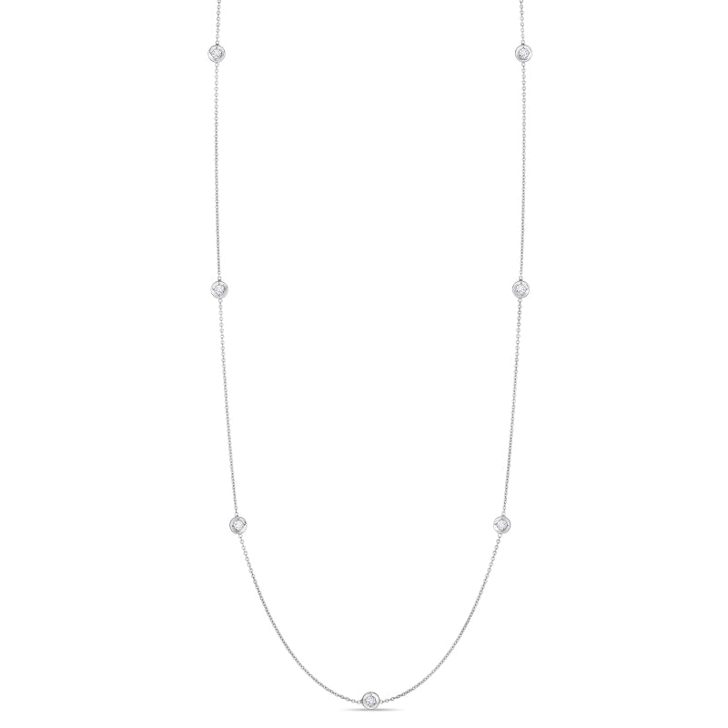 18K WHITE GOLD DIAMONDS BY THE INCH 7 STATION NECKLACE