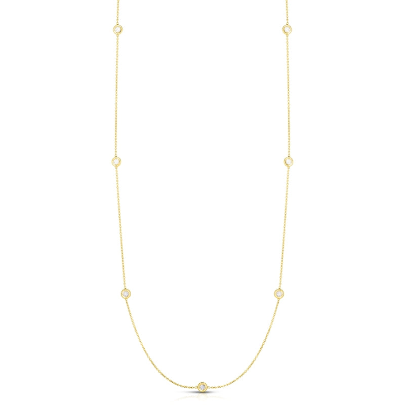 18K YELLOW GOLD DIAMONDS BY THE INCH 7 STATION NECKLACE