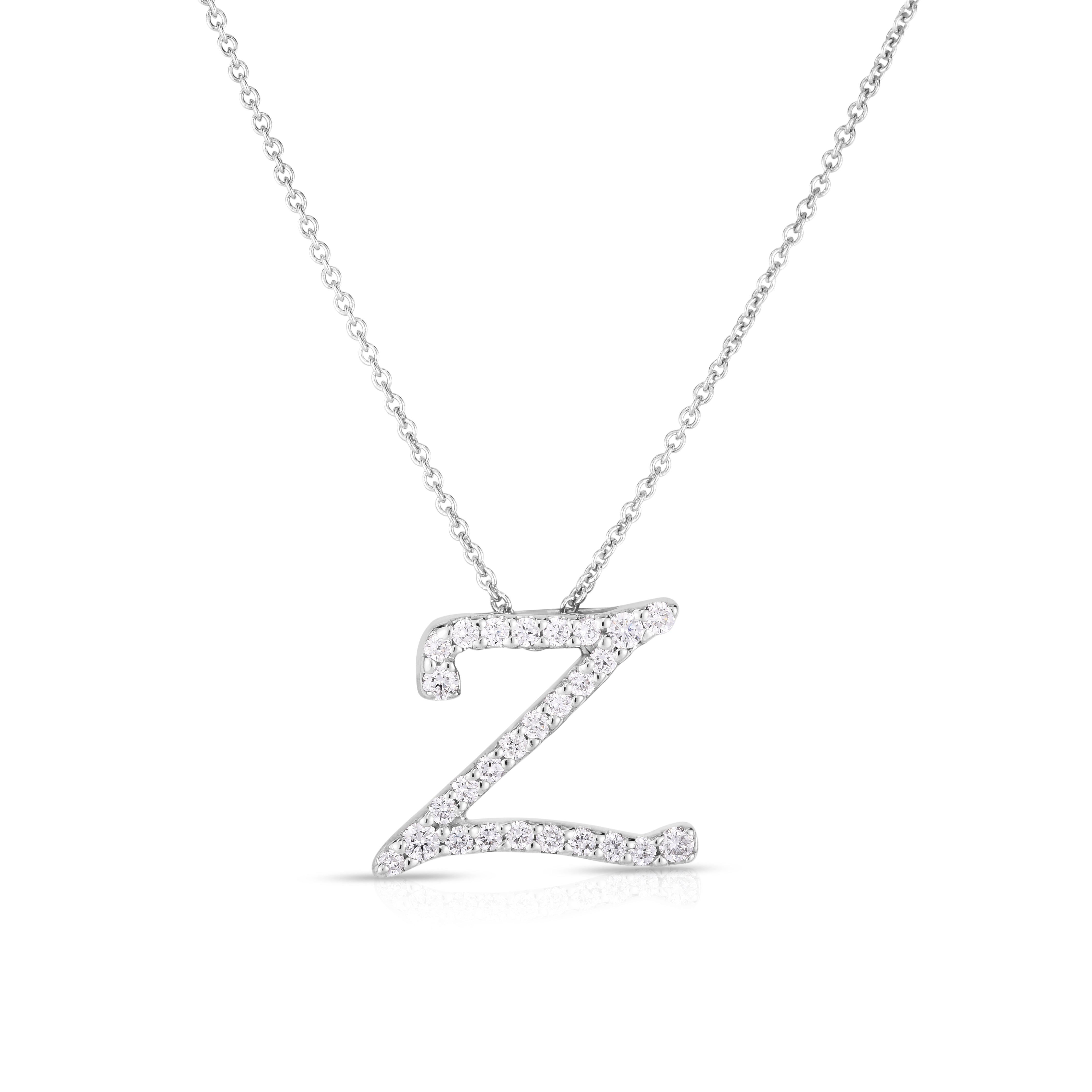 18K WHITE GOLD TINY TREASURES DIAMOND CURSIVE "Z" NECKLACE