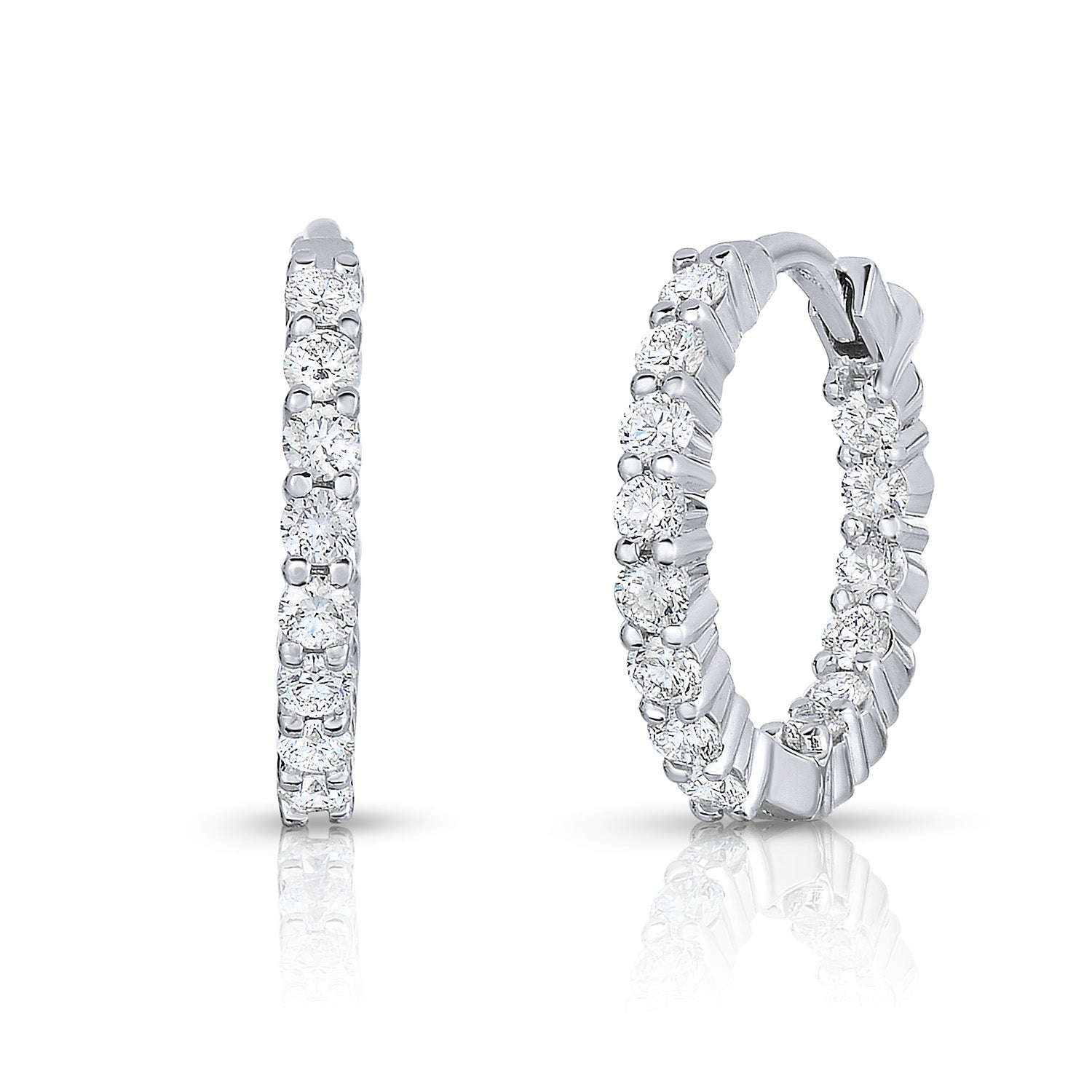 18K WHITE GOLD THE PERFECT DIAMOND HOOP® INSIDE OUTSIDE EARRINGS