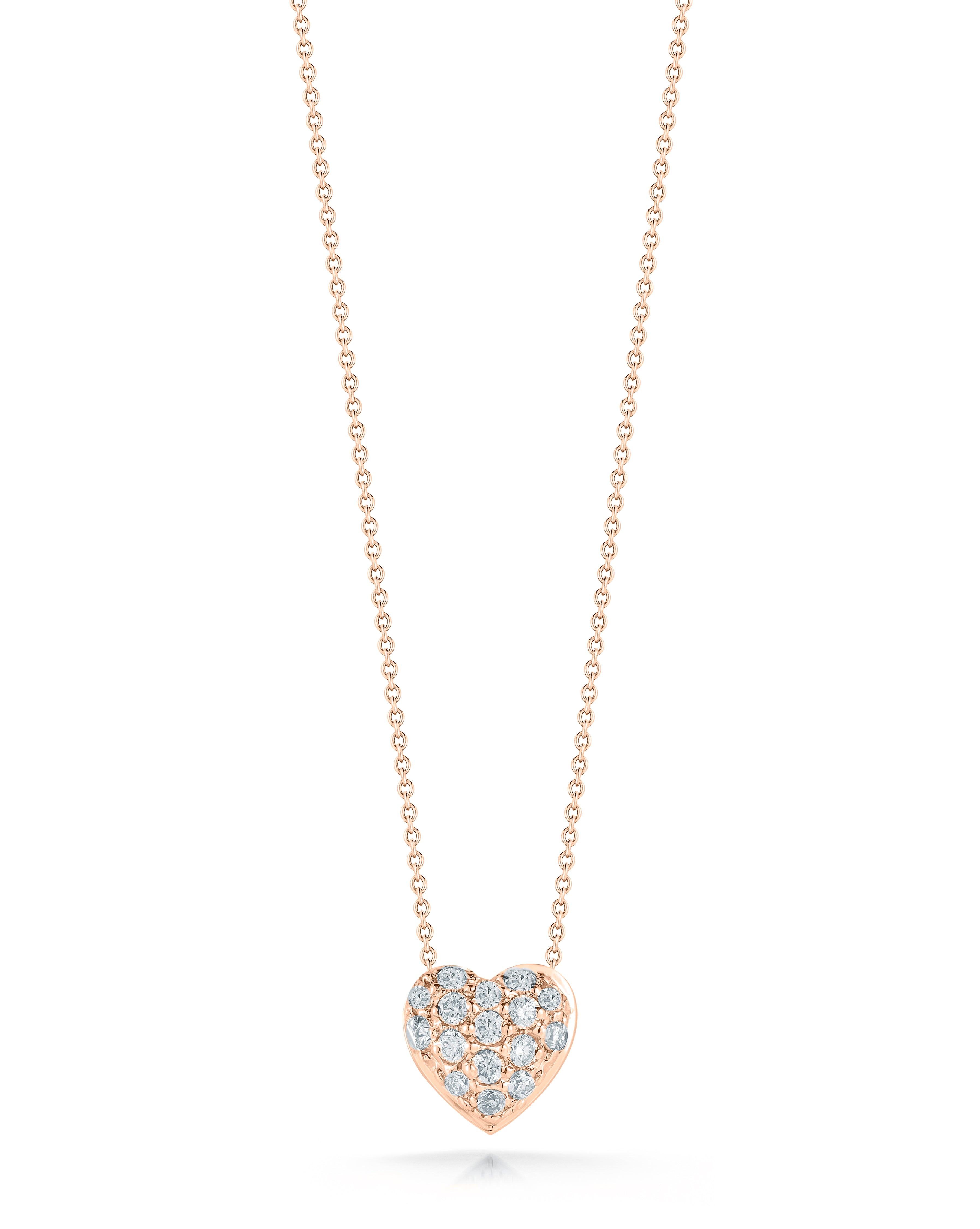 18K ROSE GOLD TINY TREASURES DIAMOND PUFFED HEART NECKLACE