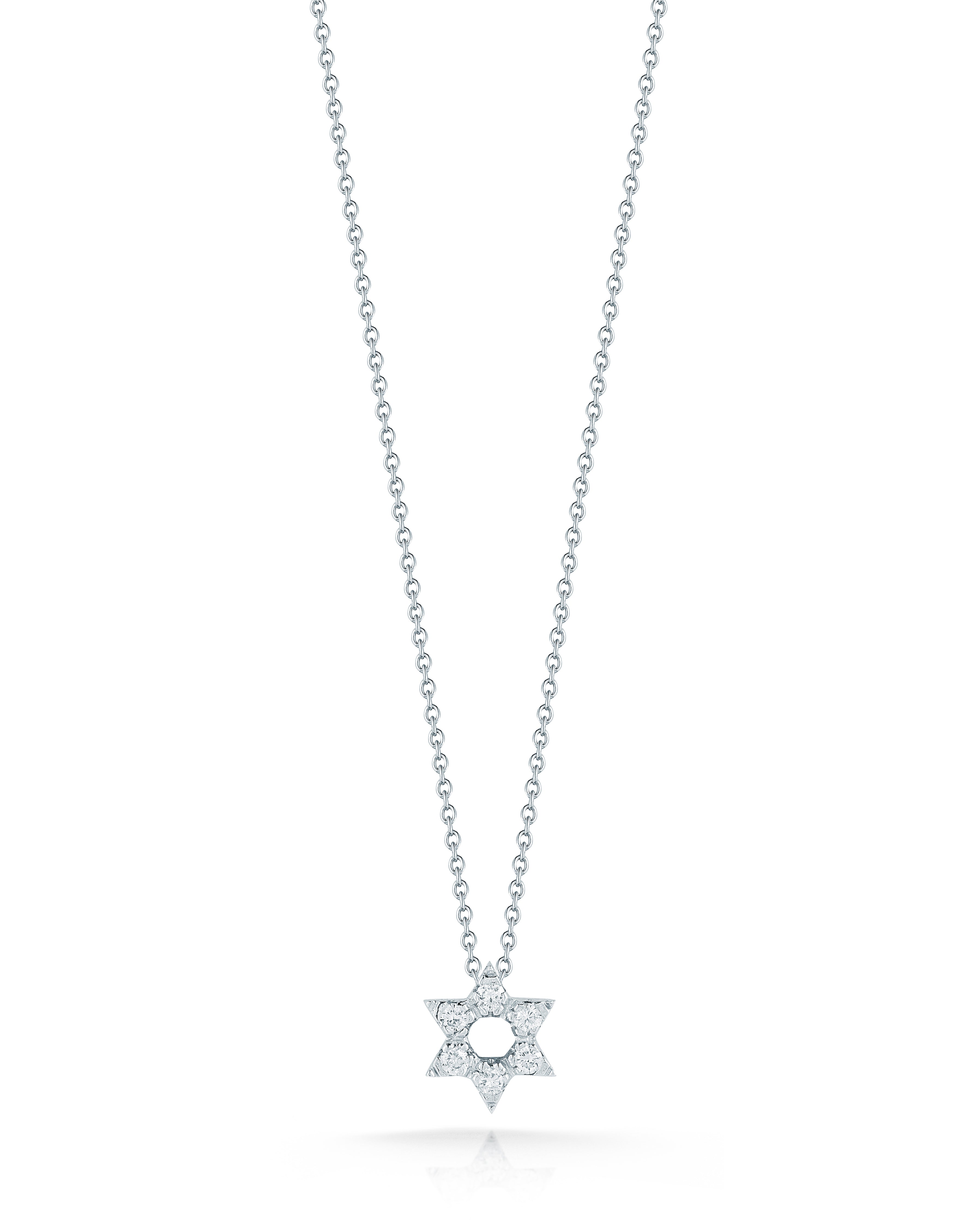 18K WHITE GOLD TINY TREASURES DIAMOND STAR OF DAVID NECKLACE