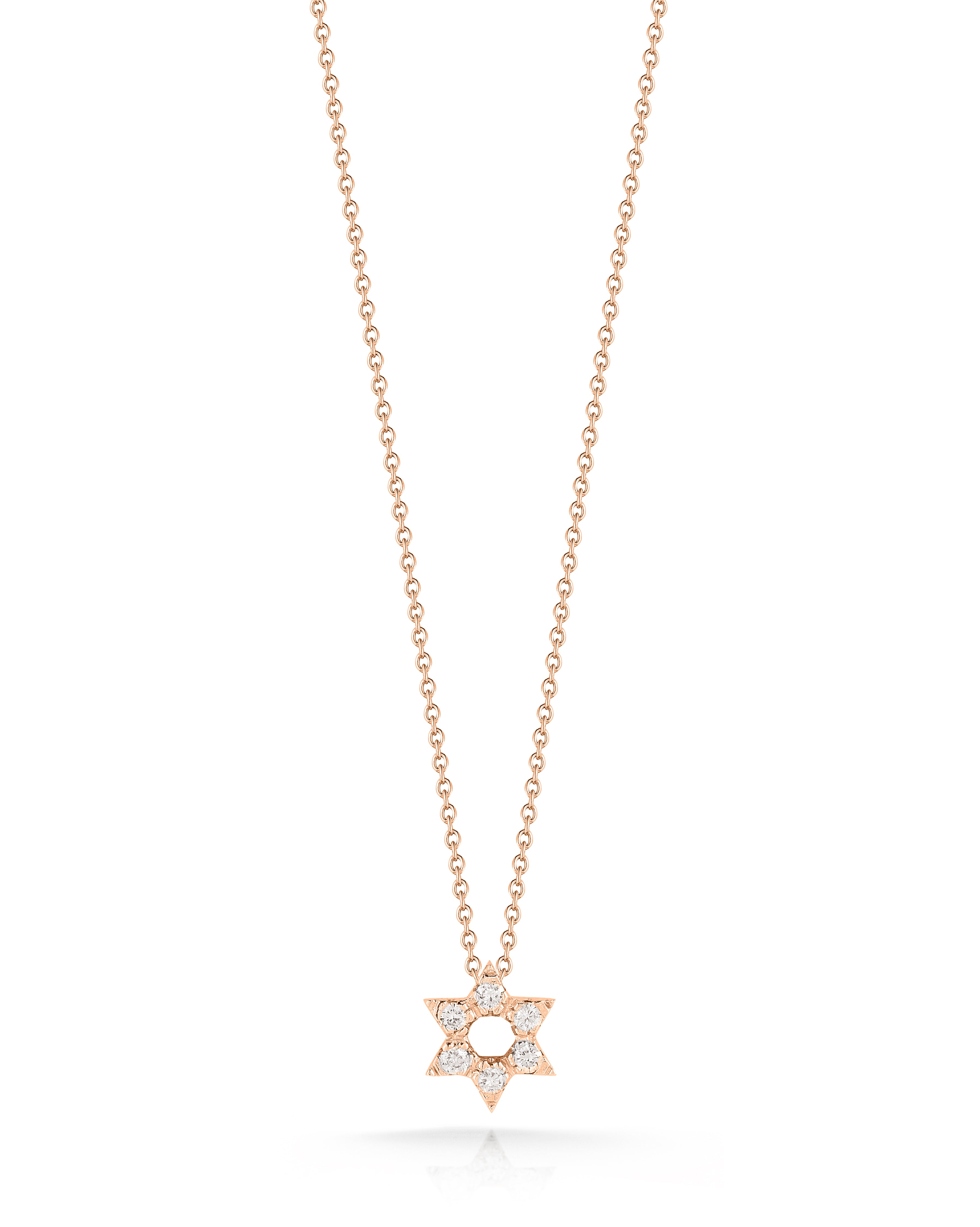 18K ROSE GOLD TINY TREASURES DIAMOND STAR OF DAVID NECKLACE