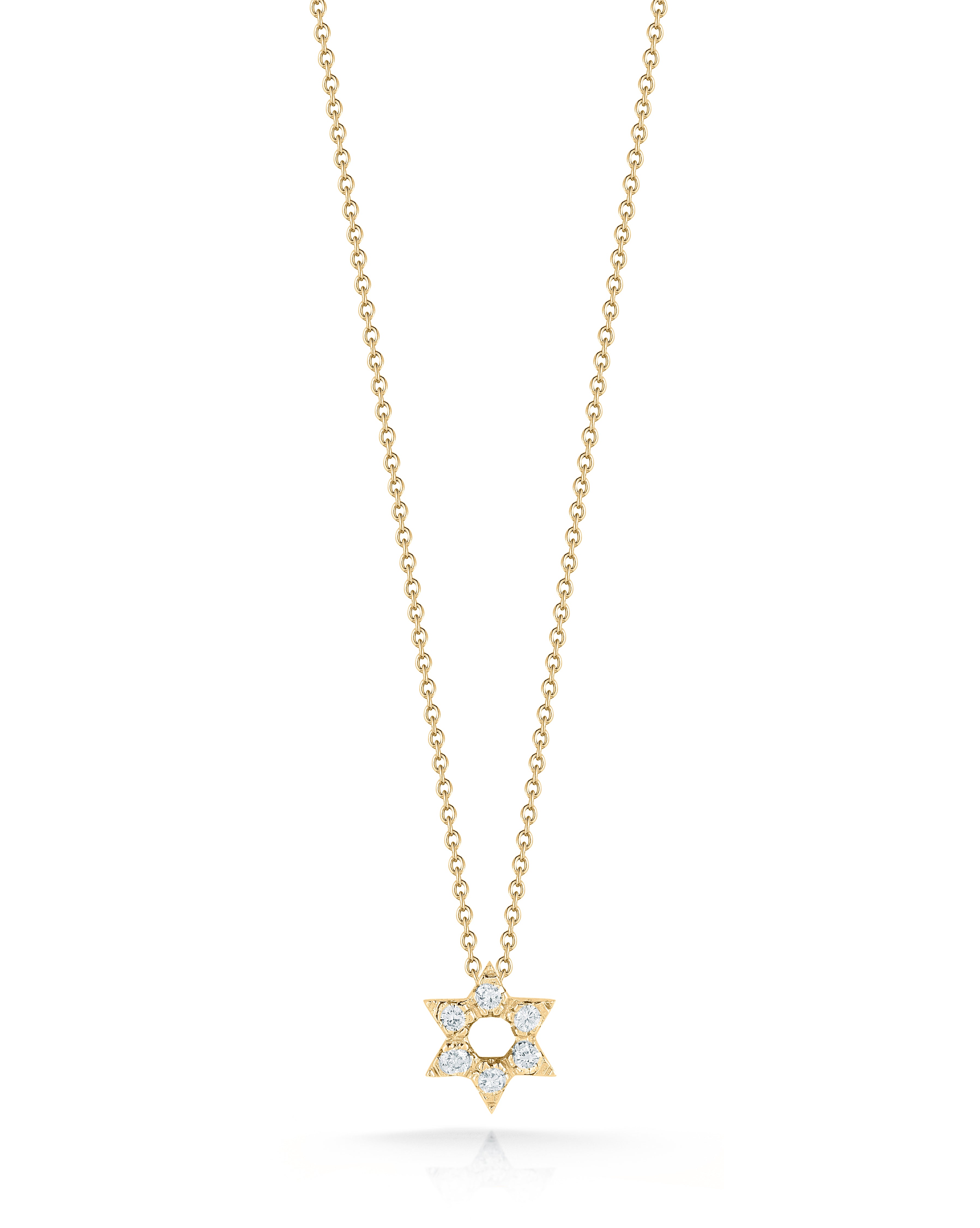 18K YELLOW GOLD TINY TREASURES DIAMOND STAR OF DAVID NECKLACE