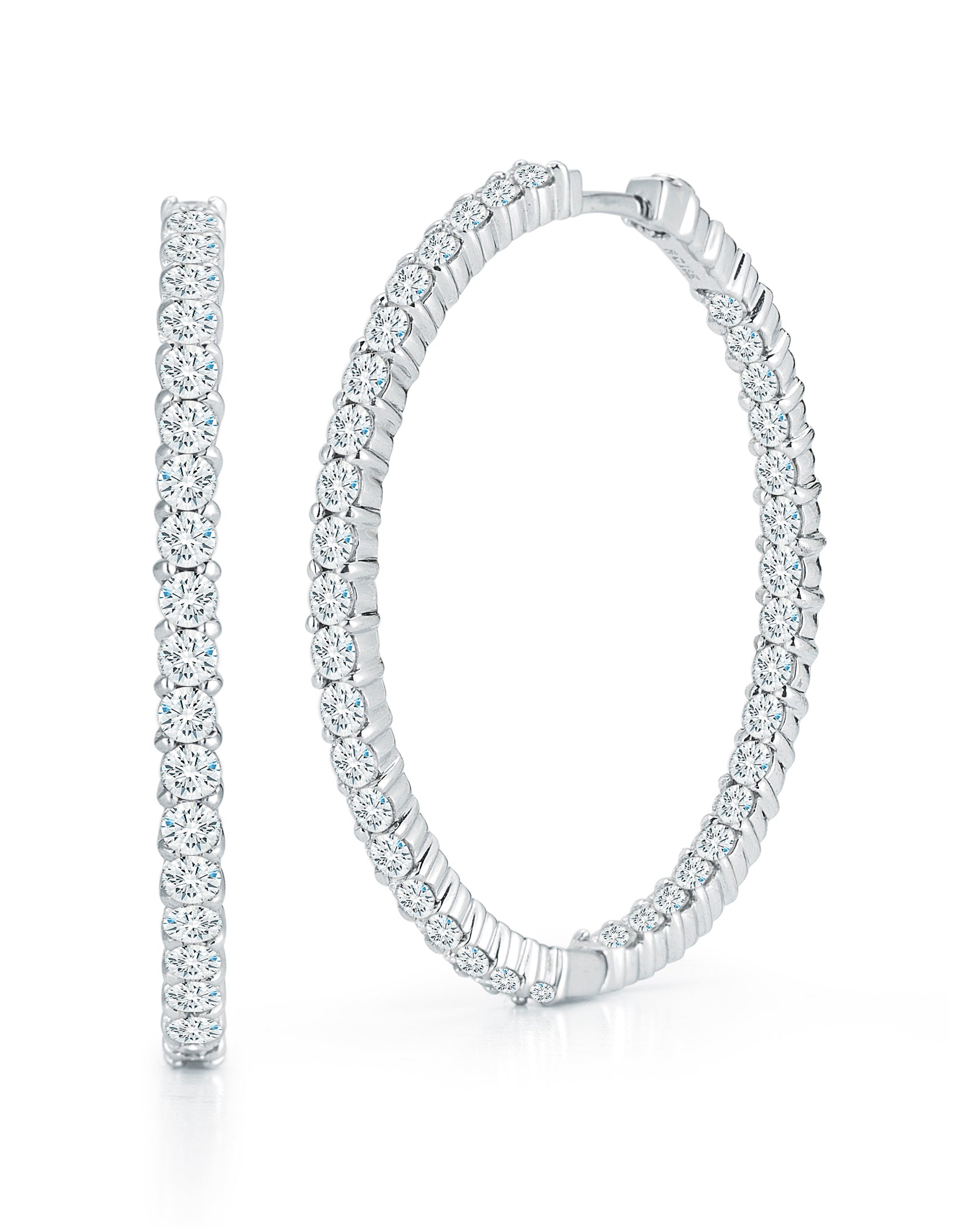 18K WHITE GOLD THE PERFECT DIAMOND HOOP® INSIDE OUTSIDE EARRINGS