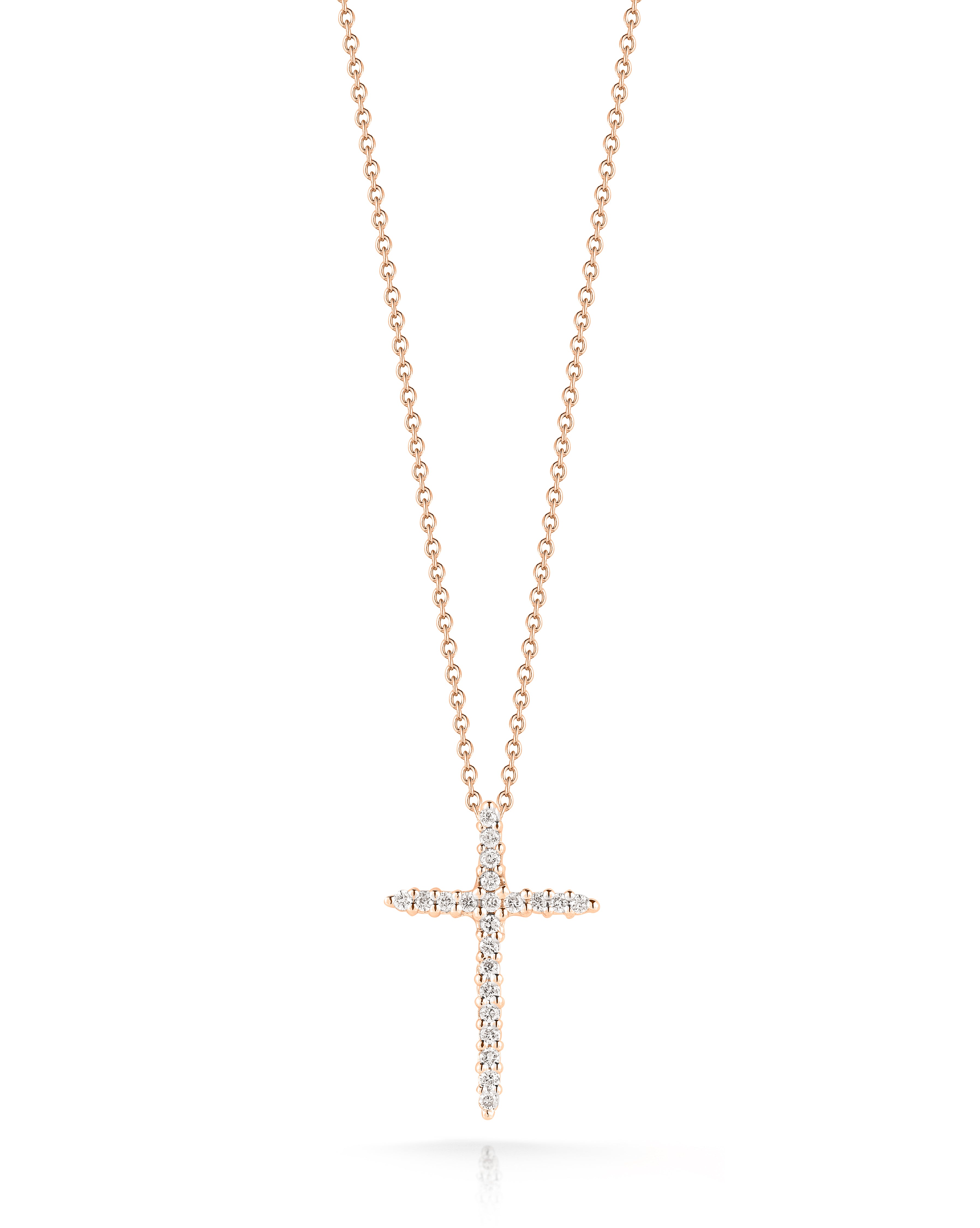 18K ROSE GOLD TINY TREASURES DIAMOND SLIVER CROSS NECKLACE