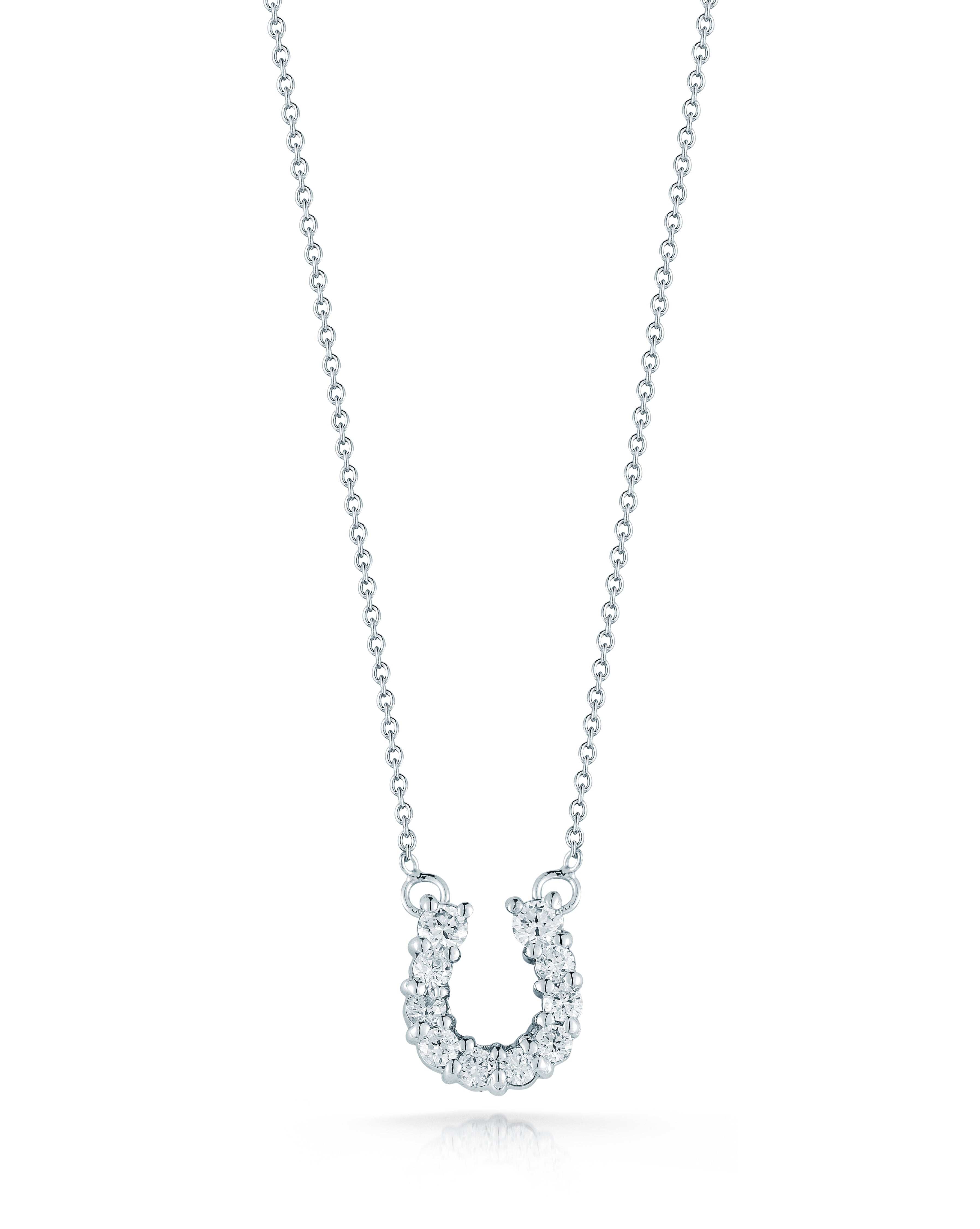 18K WHITE GOLD TINY TREASURES DIAMOND HORSESHOE NECKLACE
