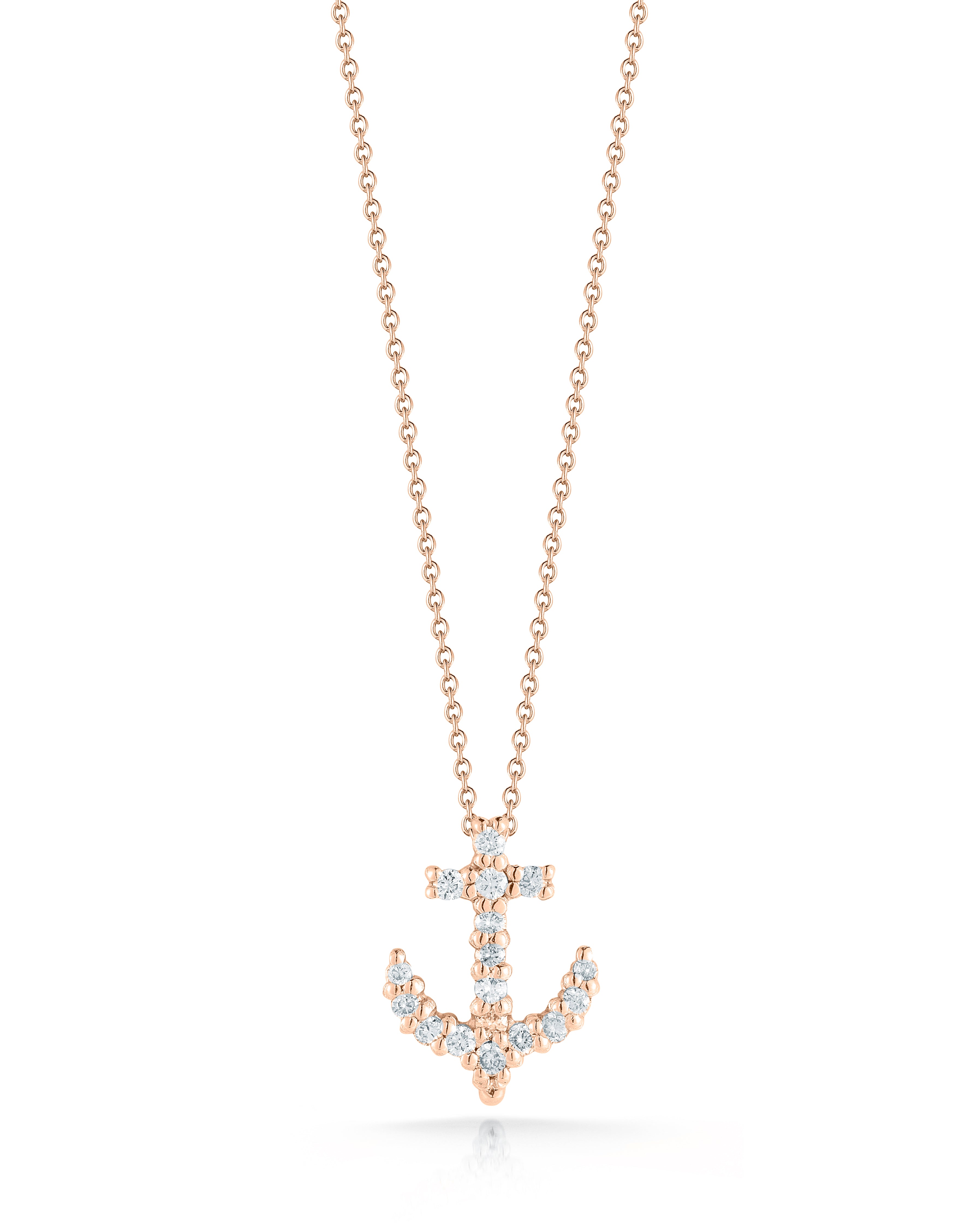 18K ROSE GOLD TINY TREASURES DIAMOND ANCHOR NECKLACE