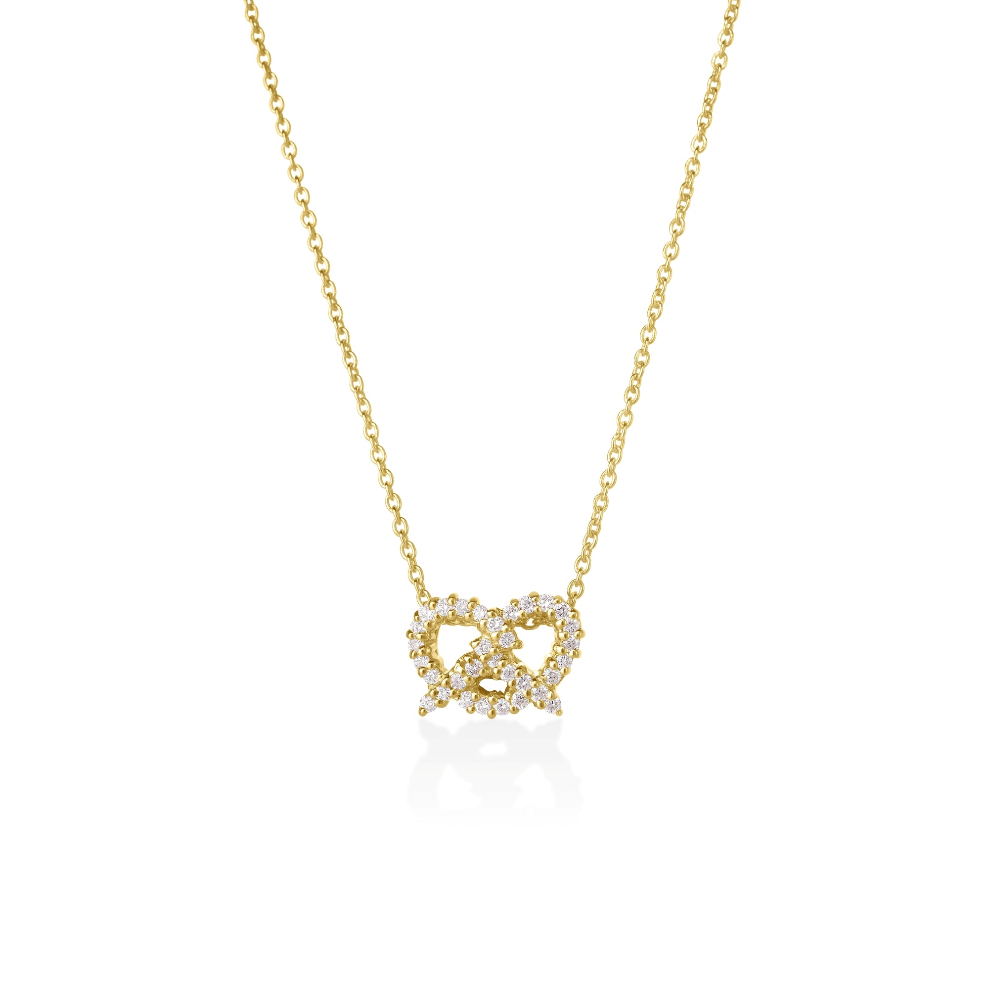 18K YELLOW GOLD TINY TREASURES DIAMOND PRETZEL NECKLACE