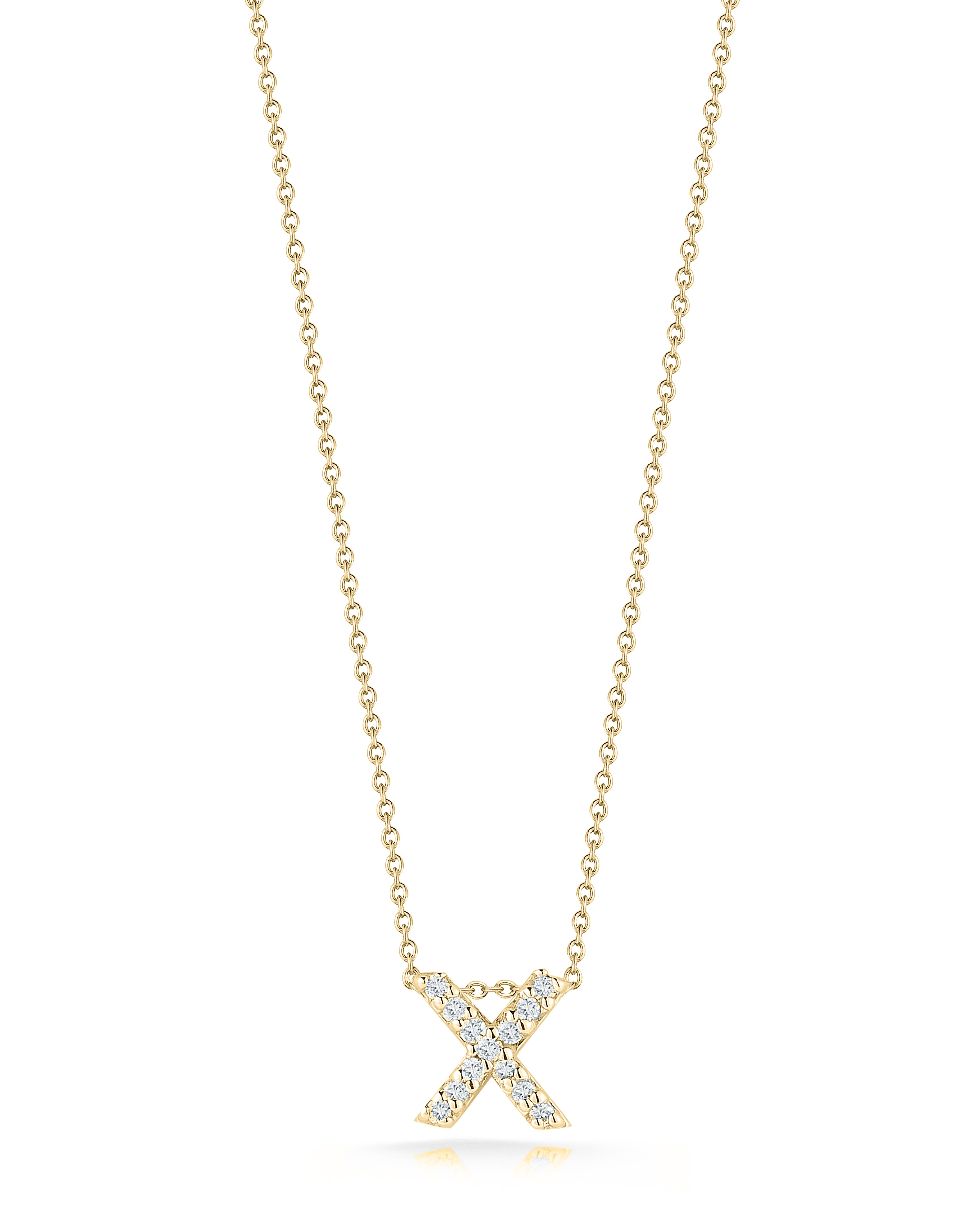18K YELLOW GOLD TINY TREASURES DIAMOND LOVE LETTER "X" NECKLACE