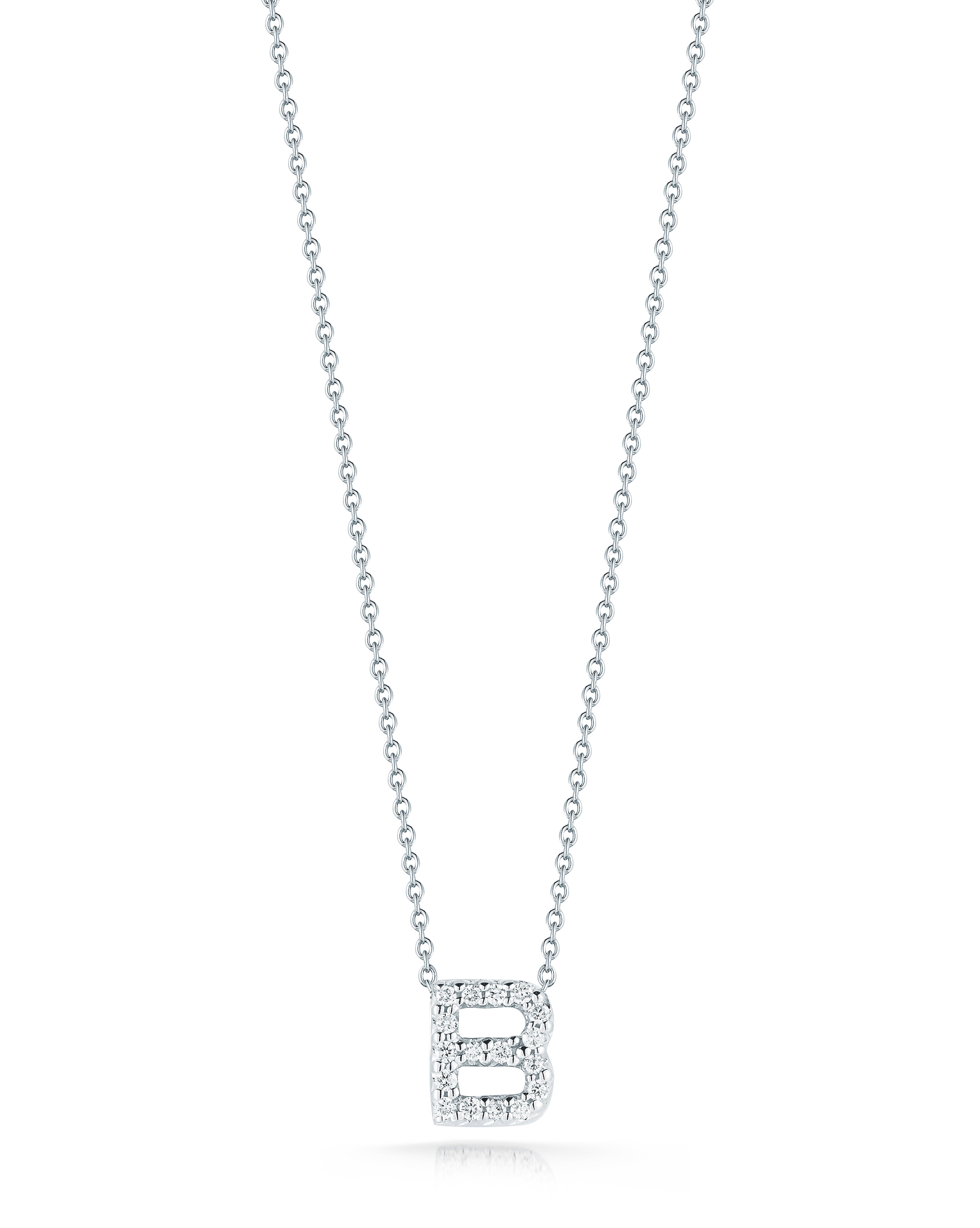18K WHITE GOLD TINY TREASURES DIAMOND LOVE LETTER "B" NECKLACE
