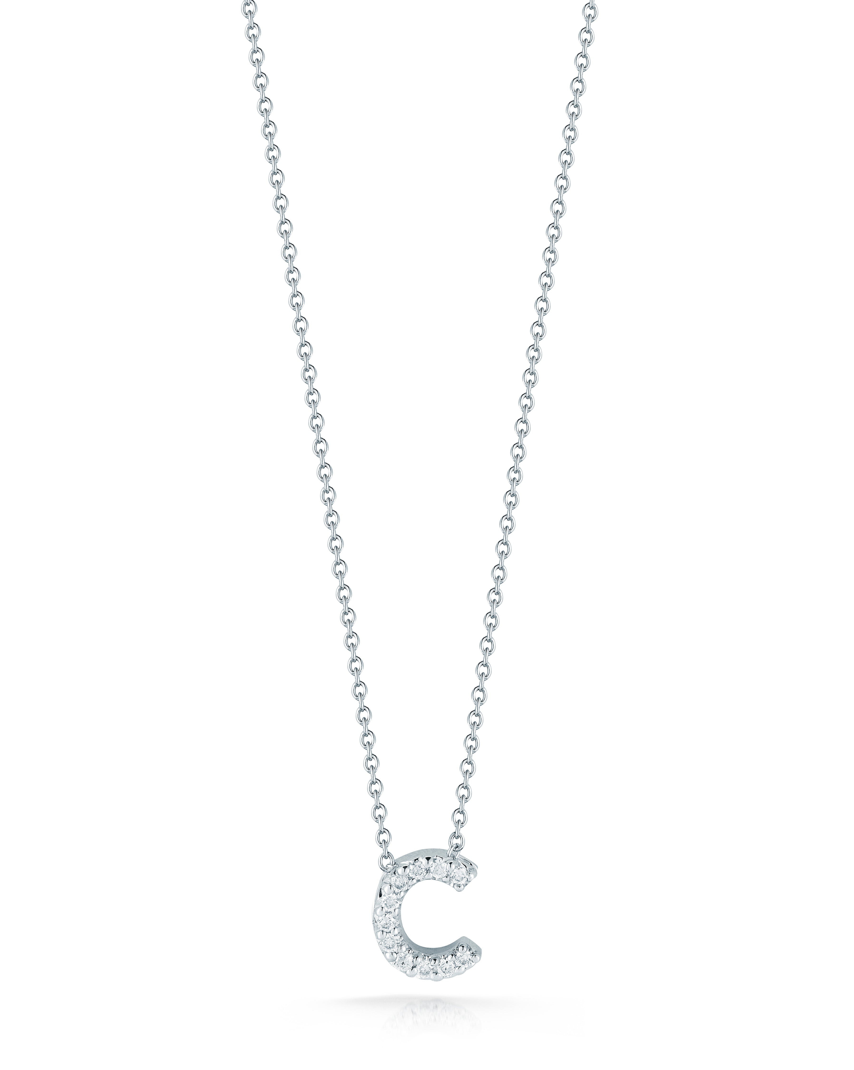 18K WHITE GOLD TINY TREASURES DIAMOND LOVE LETTER "C" NECKLACE