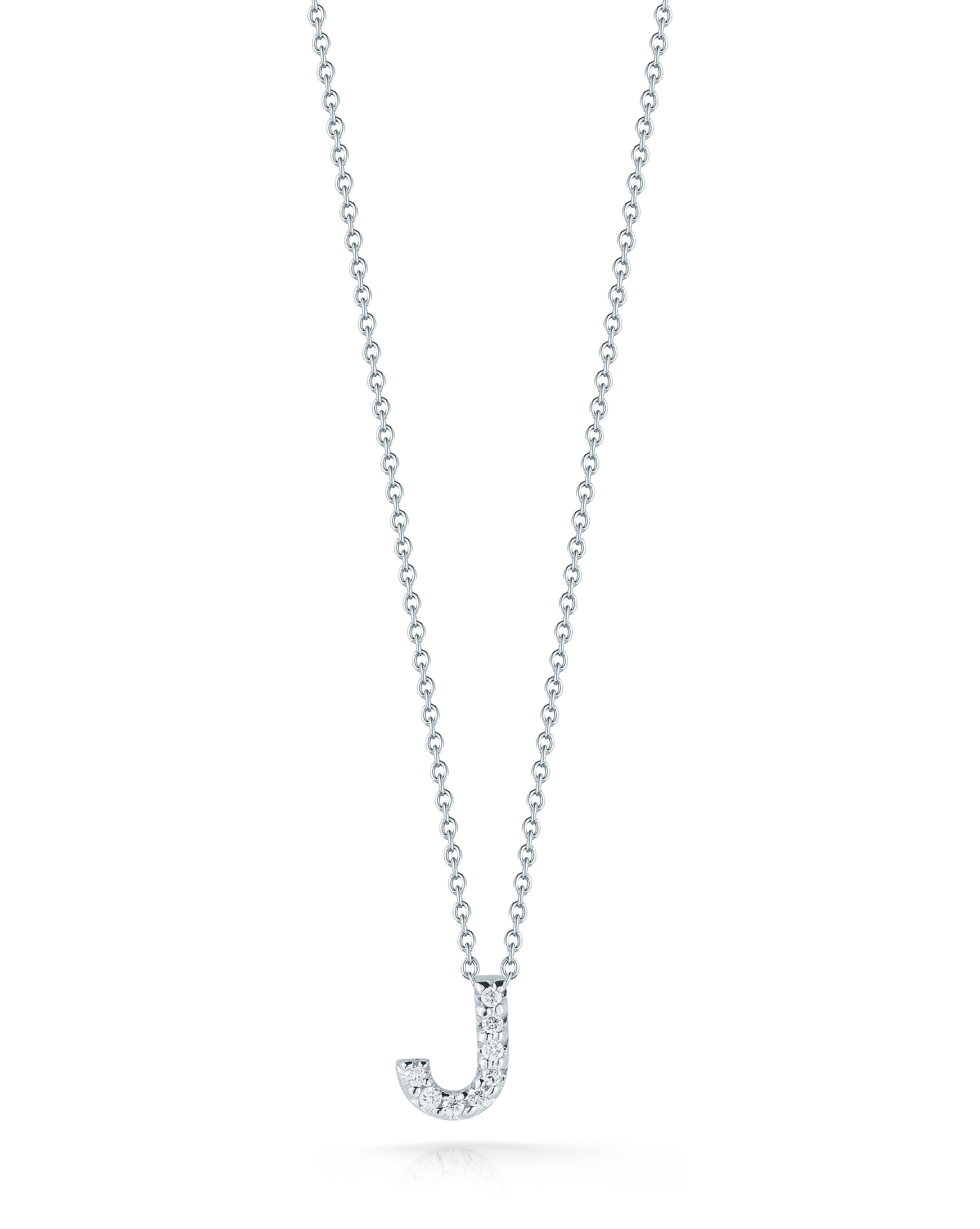 18K WHITE GOLD TINY TREASURES DIAMOND LOVE LETTER "J" NECKLACE