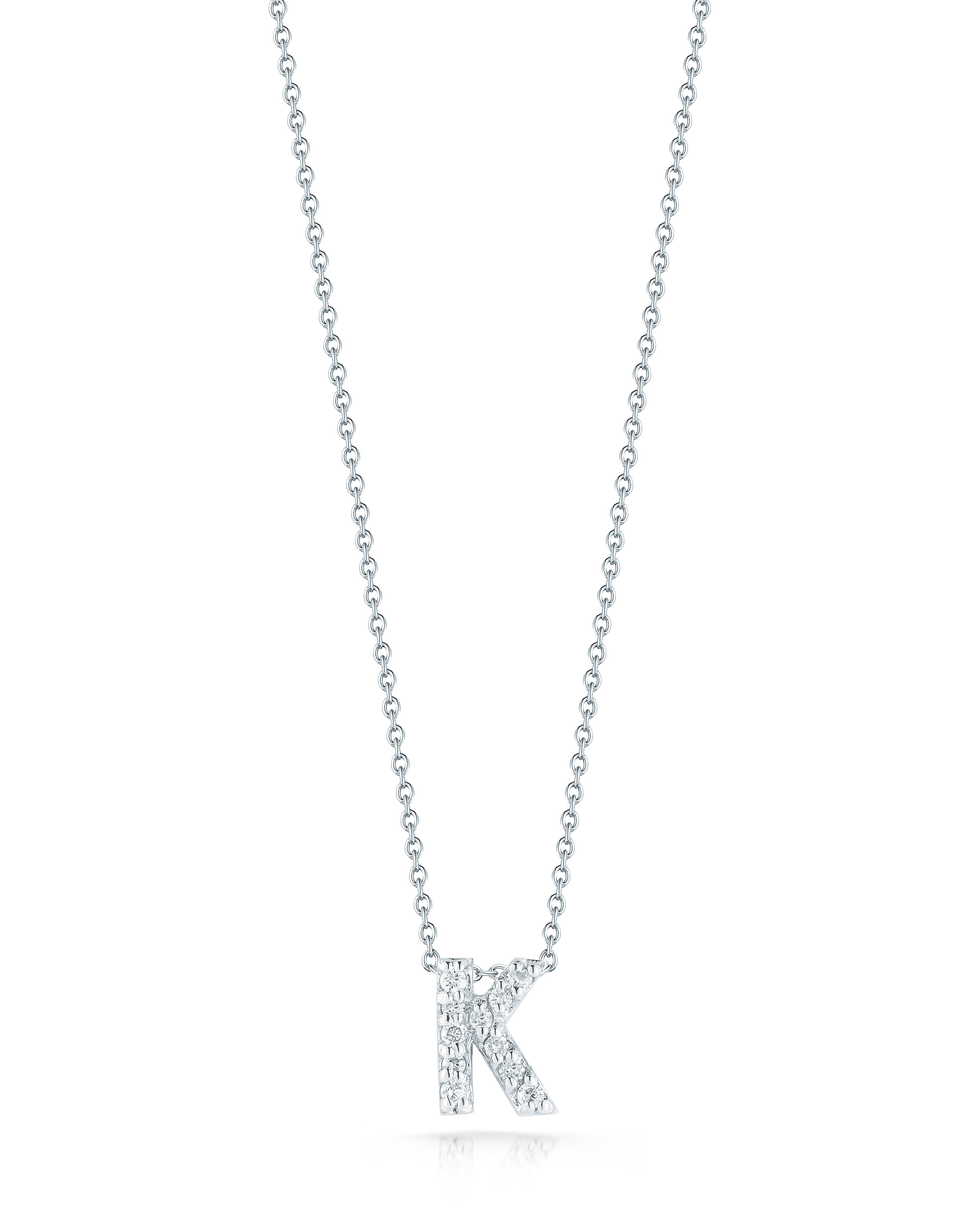 18K WHITE GOLD TINY TREASURES DIAMOND LOVE LETTER "K" NECKLACE
