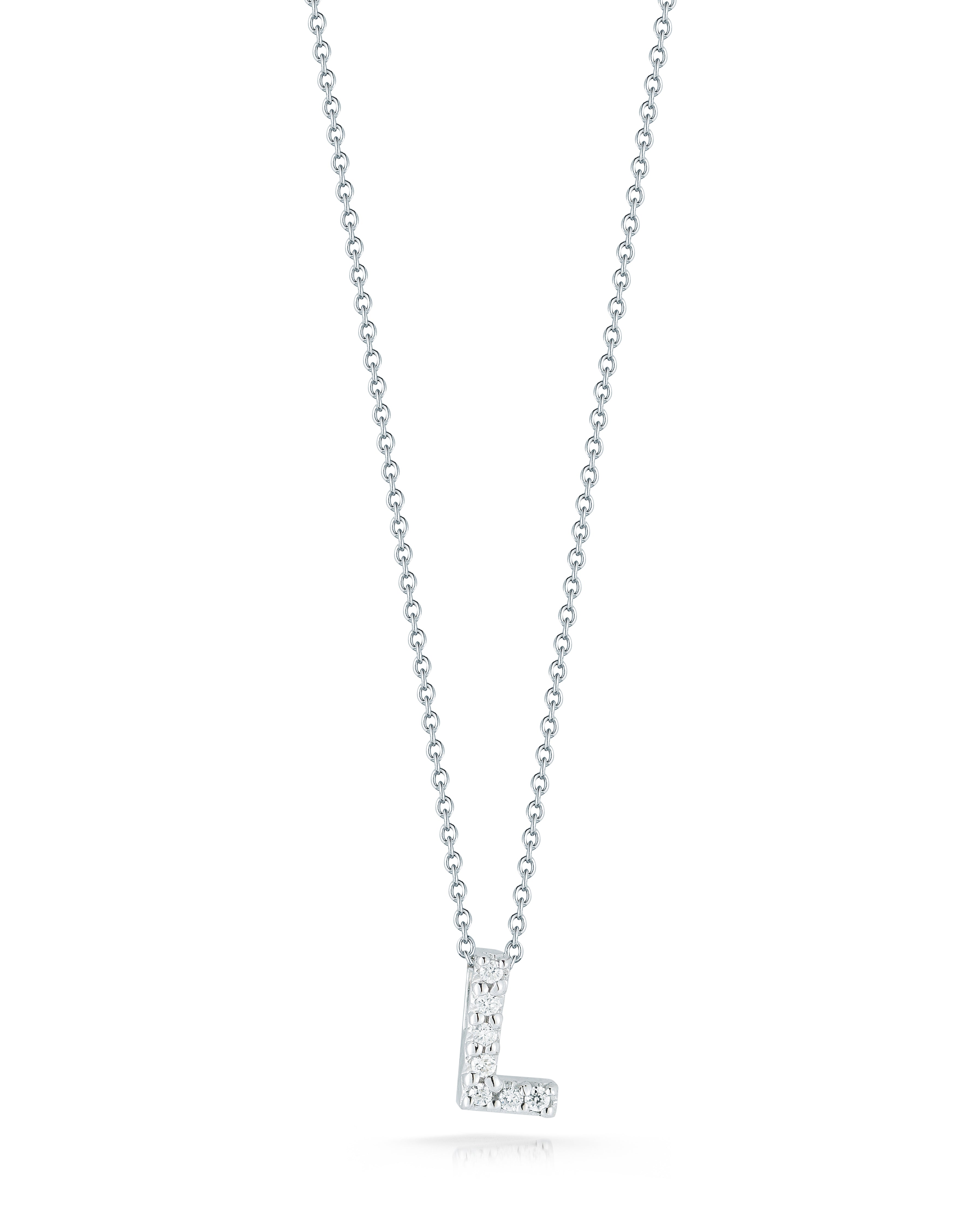 18K WHITE GOLD TINY TREASURES DIAMOND LOVE LETTER "L" NECKLACE