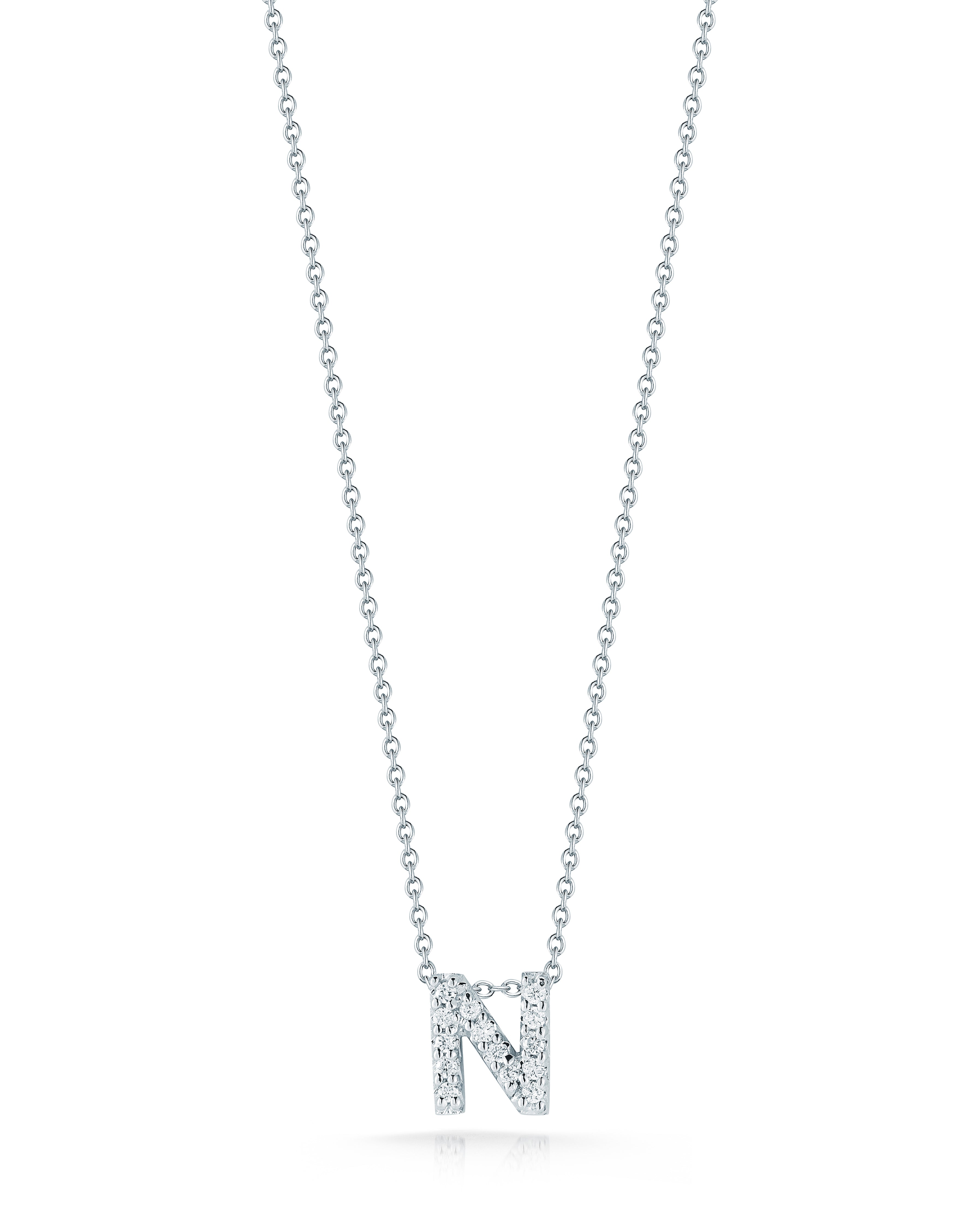 18K WHITE GOLD TINY TREASURES DIAMOND LOVE LETTER "N" NECKLACE