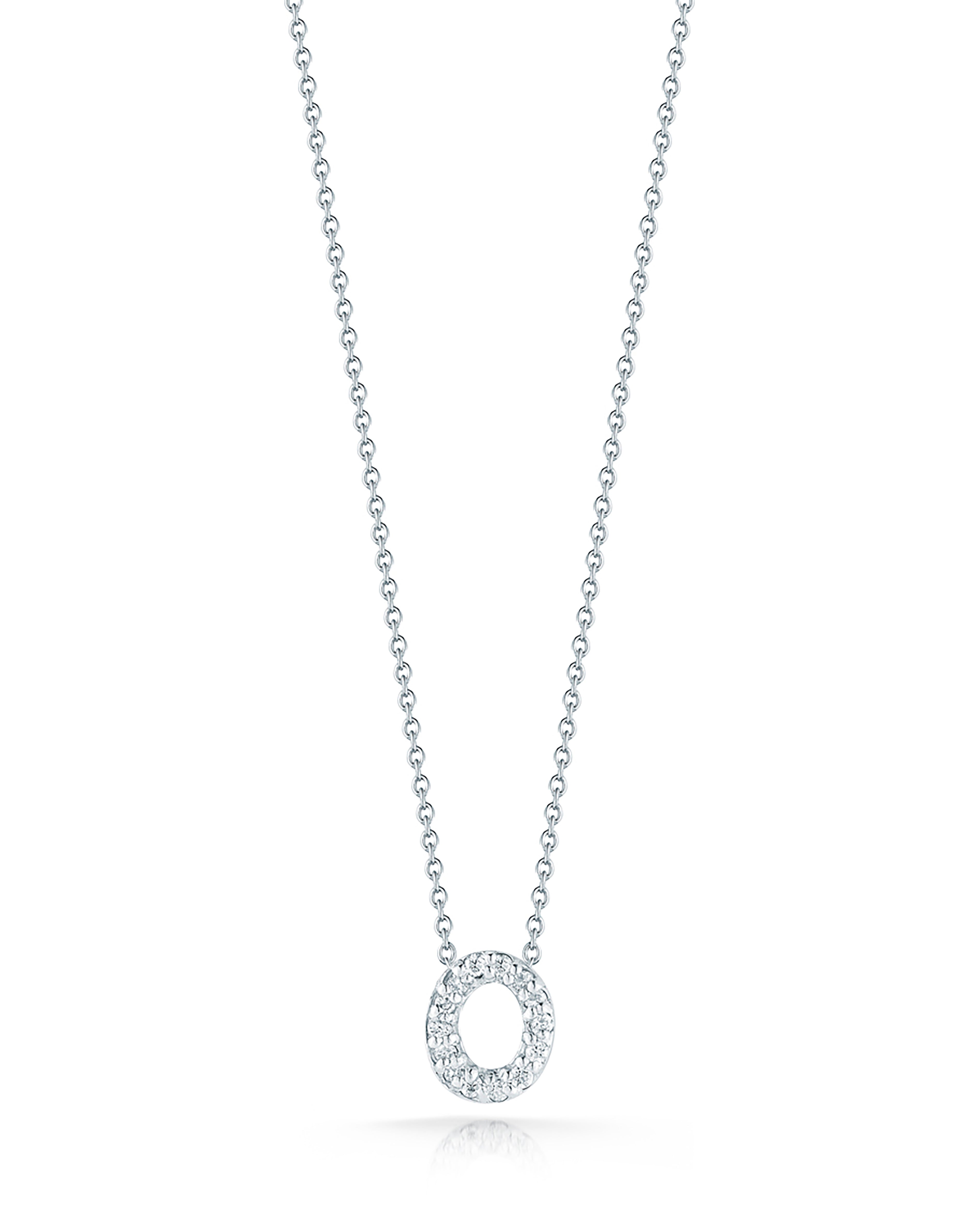 18K WHITE GOLD TINY TREASURES DIAMOND LOVE LETTER "O" NECKLACE