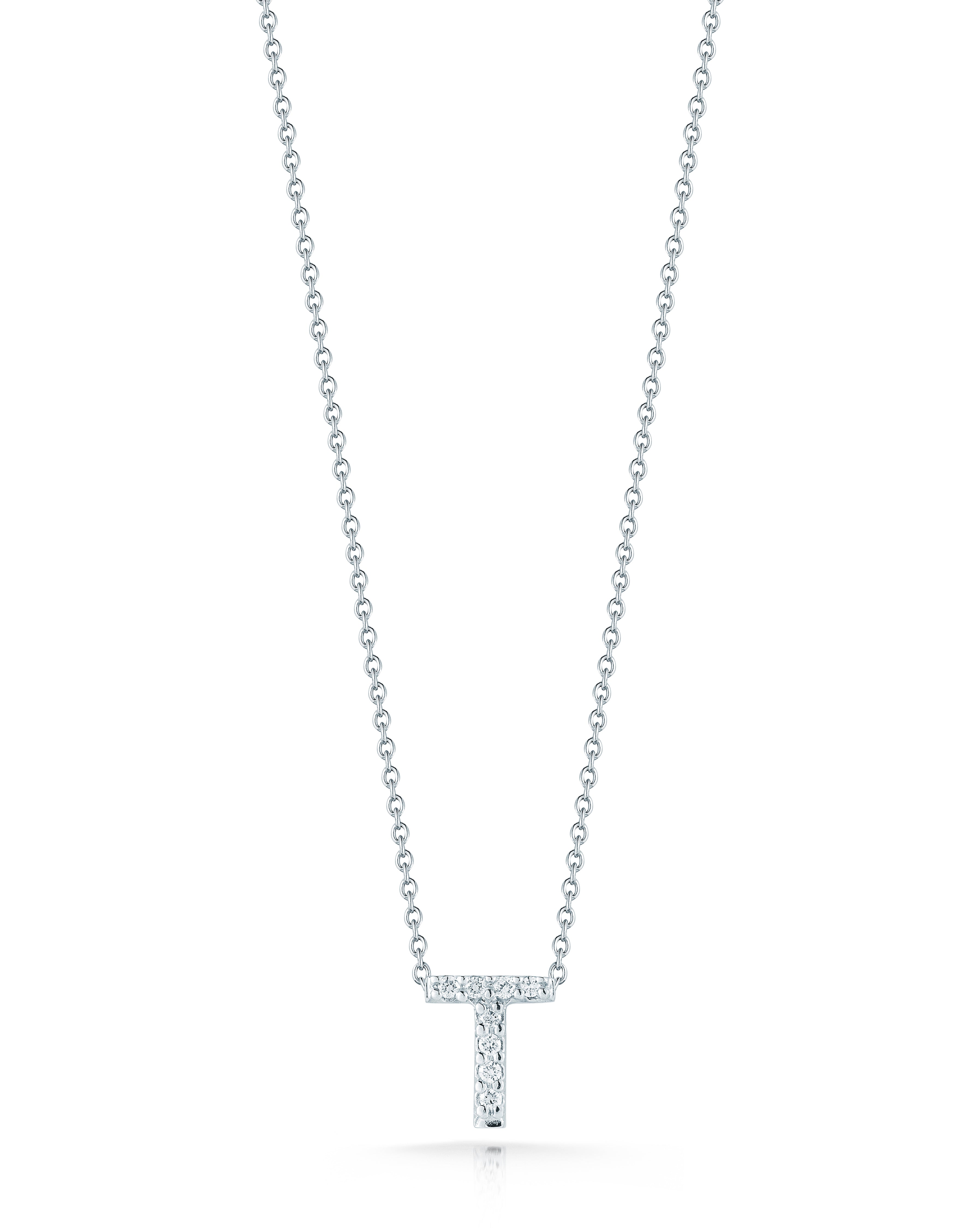 18K WHITE GOLD TINY TREASURES DIAMOND LOVE LETTER "T" NECKLACE