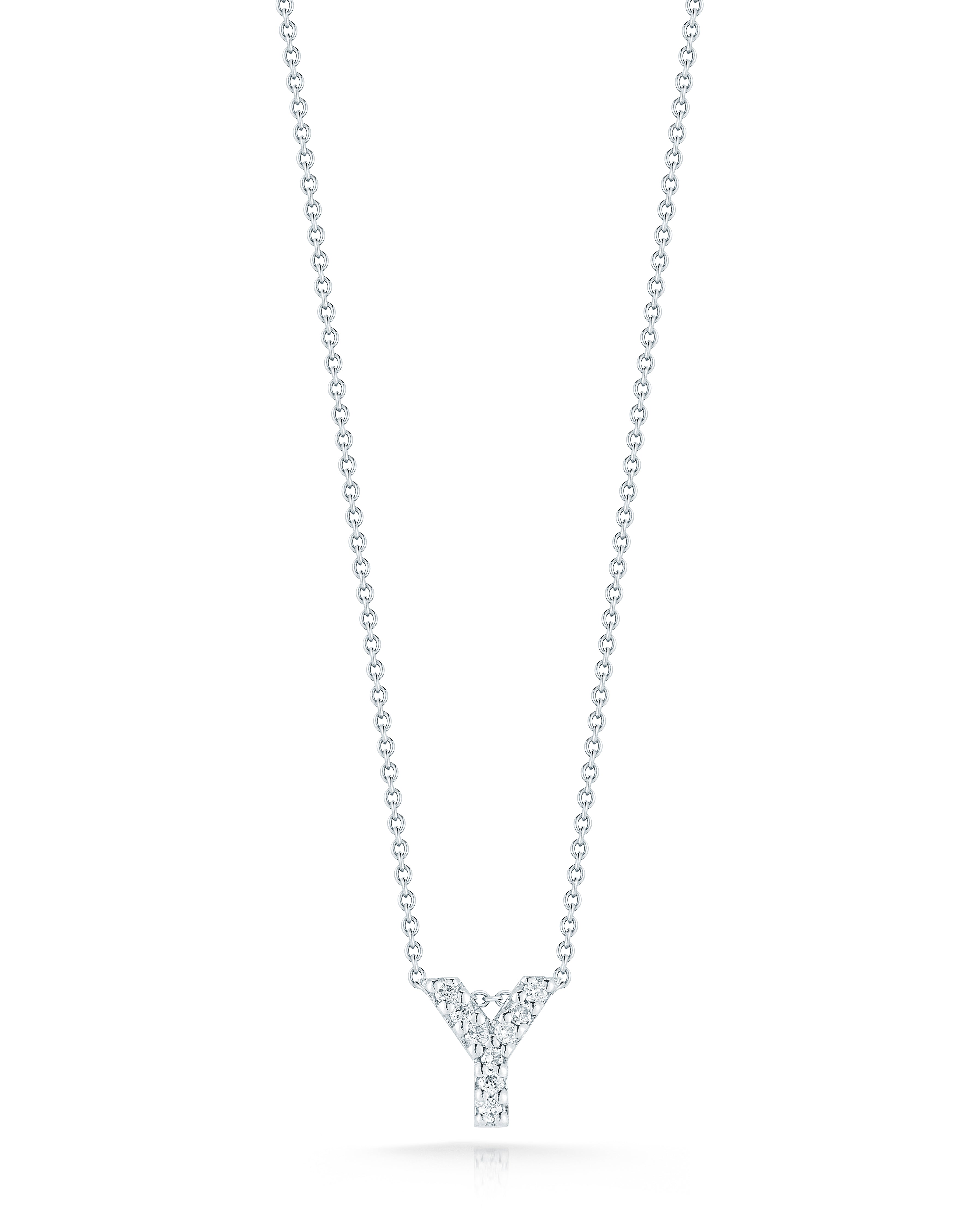18K WHITE GOLD TINY TREASURES DIAMOND LOVE LETTER "Y" NECKLACE