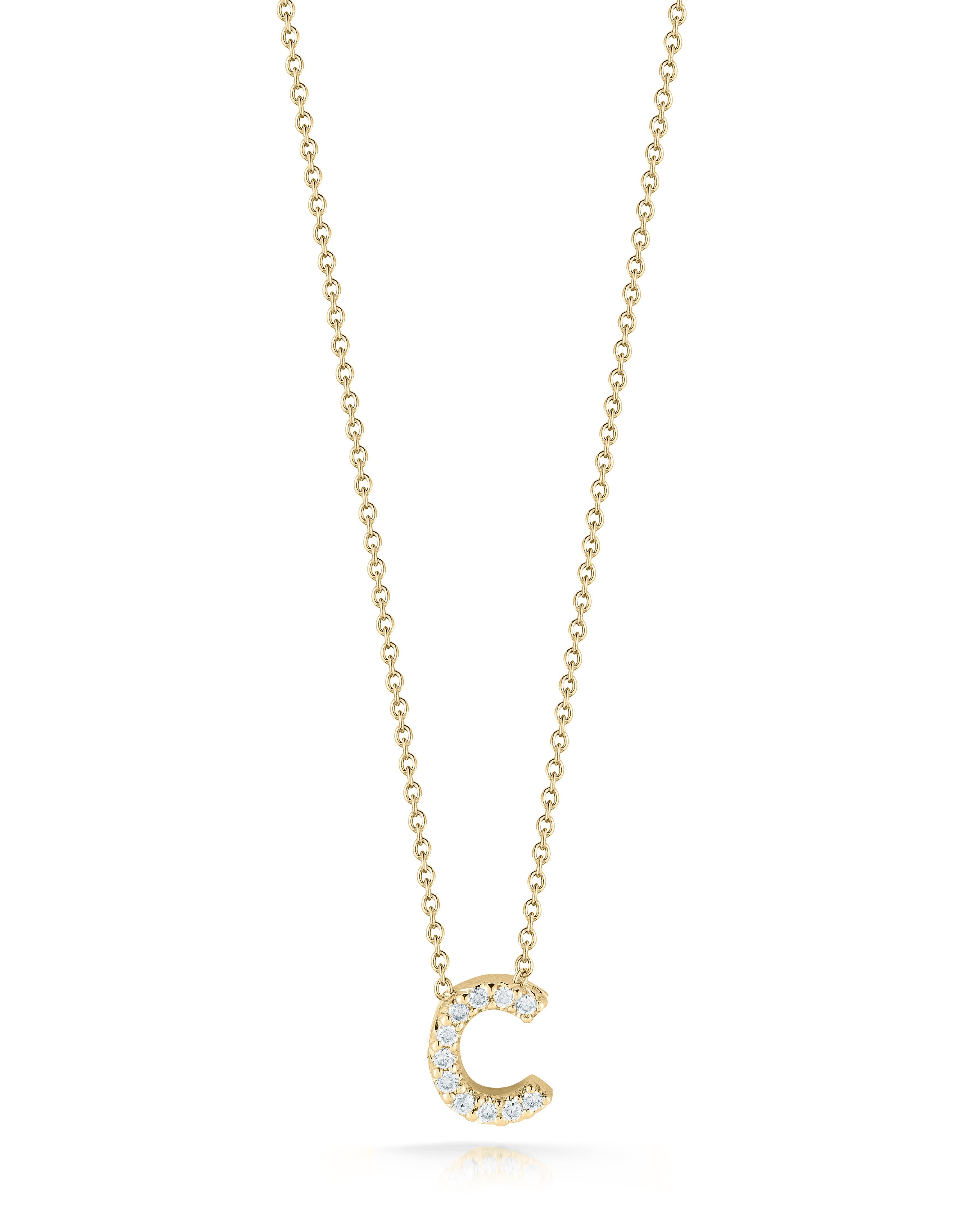 18K YELLOW GOLD TINY TREASURES DIAMOND LOVE LETTER "C" NECKLACE