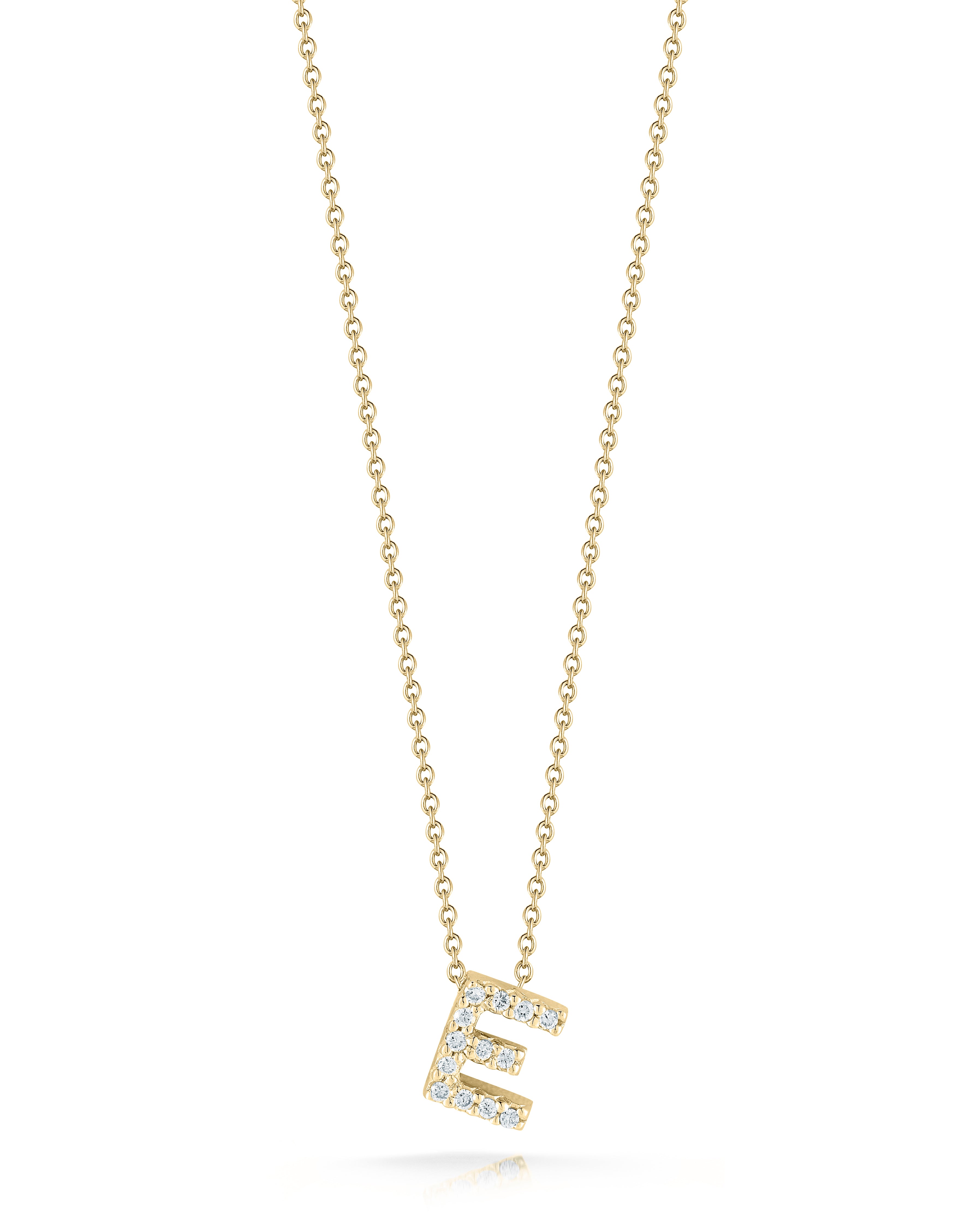 18K YELLOW GOLD TINY TREASURES DIAMOND LOVE LETTER "E" NECKLACE