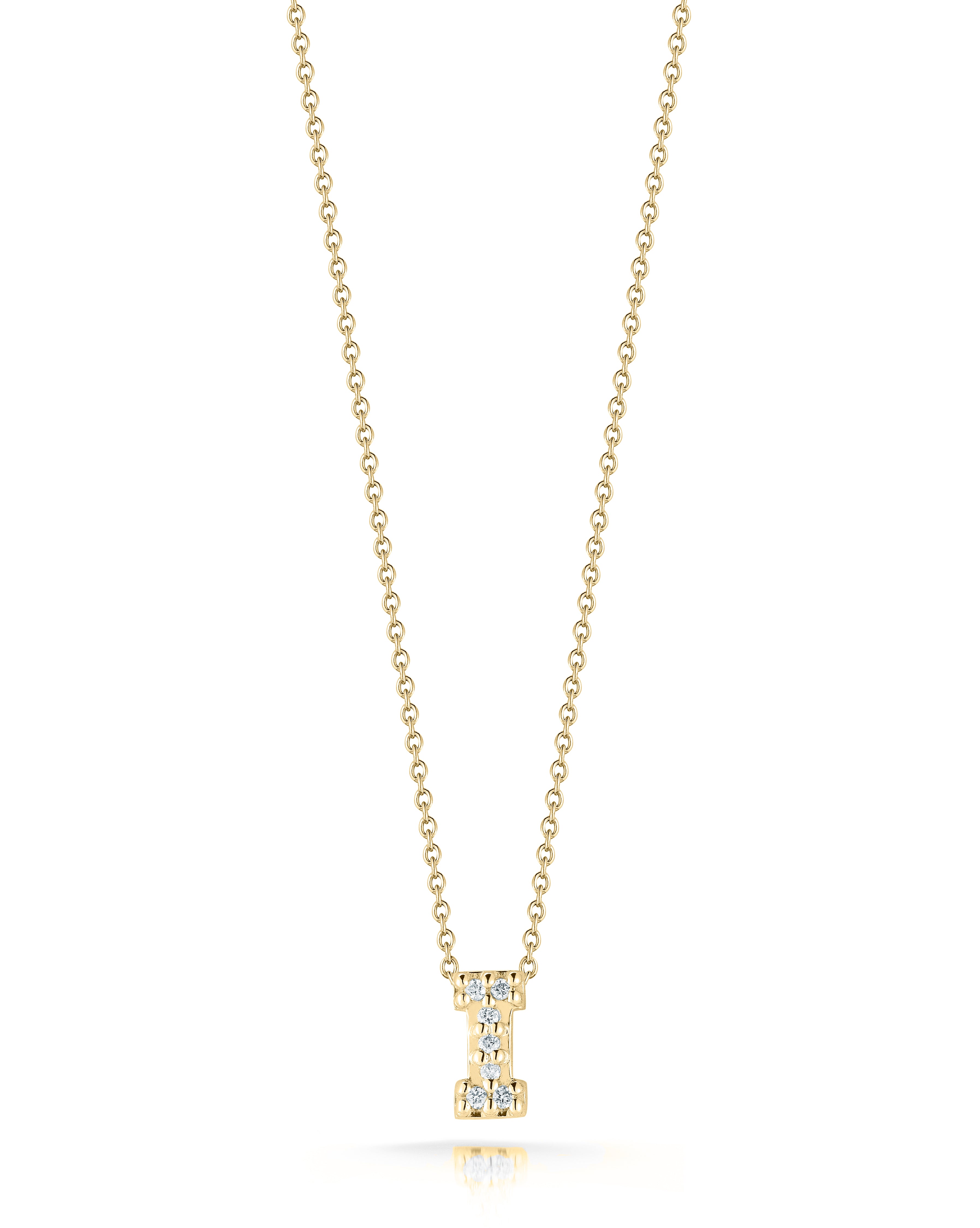 18K YELLOW GOLD TINY TREASURES DIAMOND LOVE LETTER "I" NECKLACE