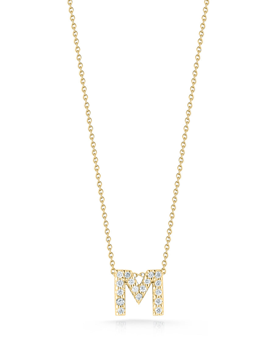 18K YELLOW GOLD TINY TREASURES DIAMOND LOVE LETTER "M" NECKLACE