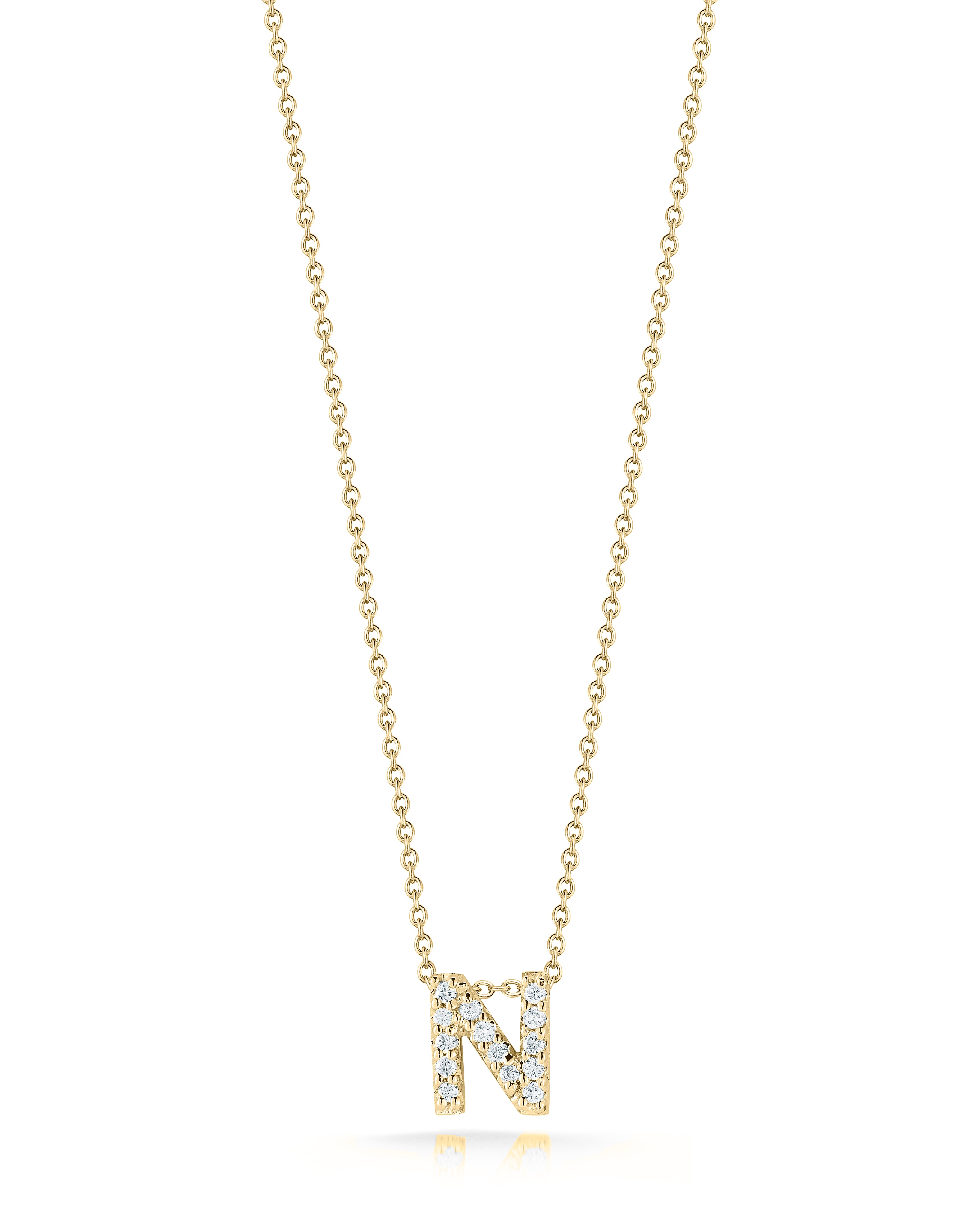 18K YELLOW GOLD TINY TREASURES DIAMOND LOVE LETTER "N" NECKLACE