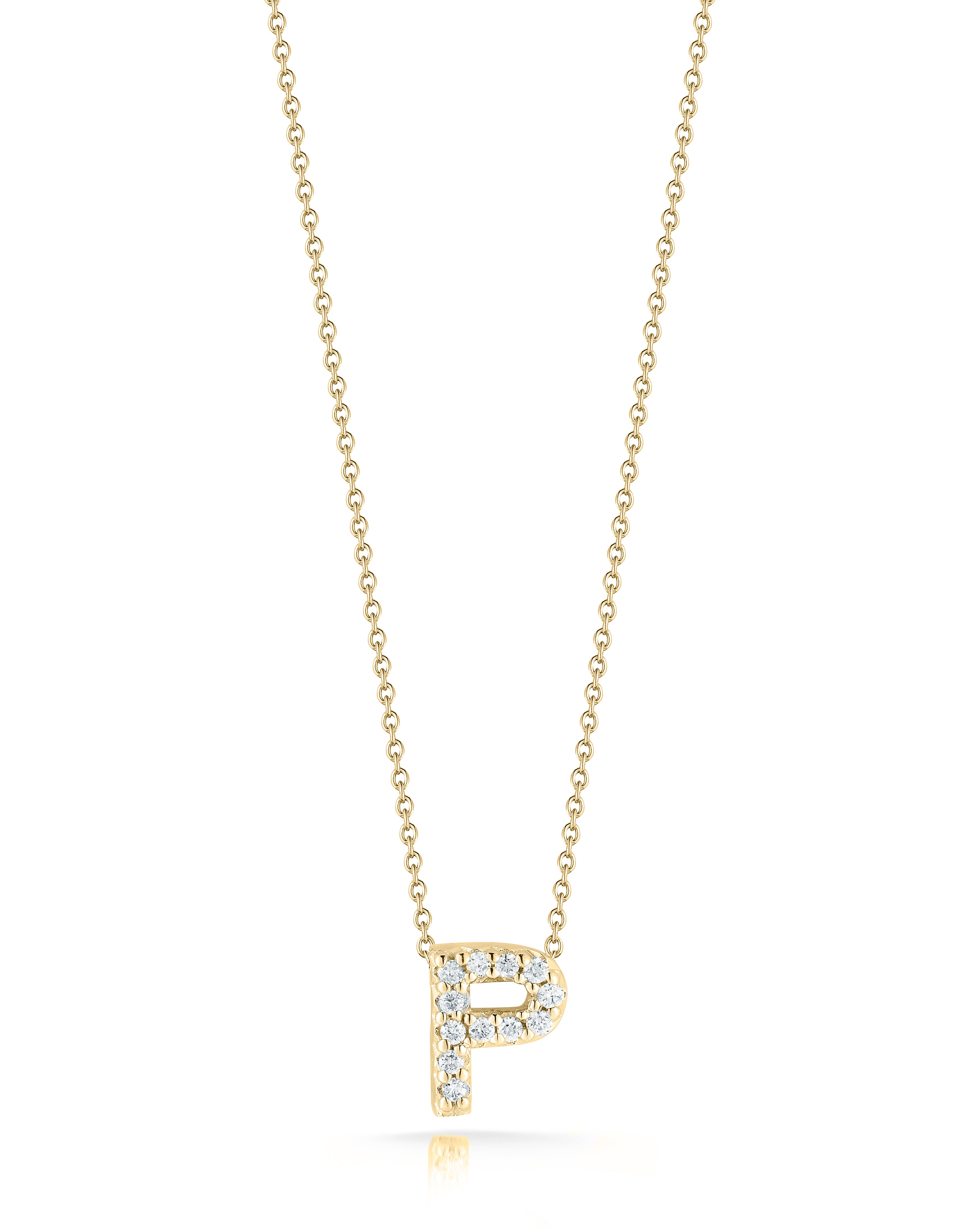 18K YELLOW GOLD TINY TREASURES DIAMOND LOVE LETTER "P" NECKLACE