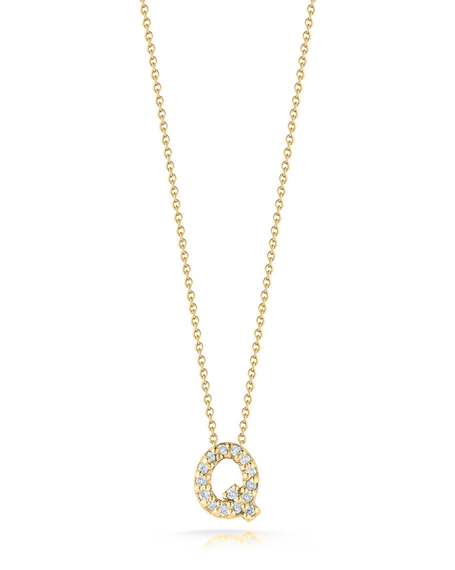 18K YELLOW GOLD TINY TREASURES DIAMOND LOVE LETTER "Q" NECKLACE