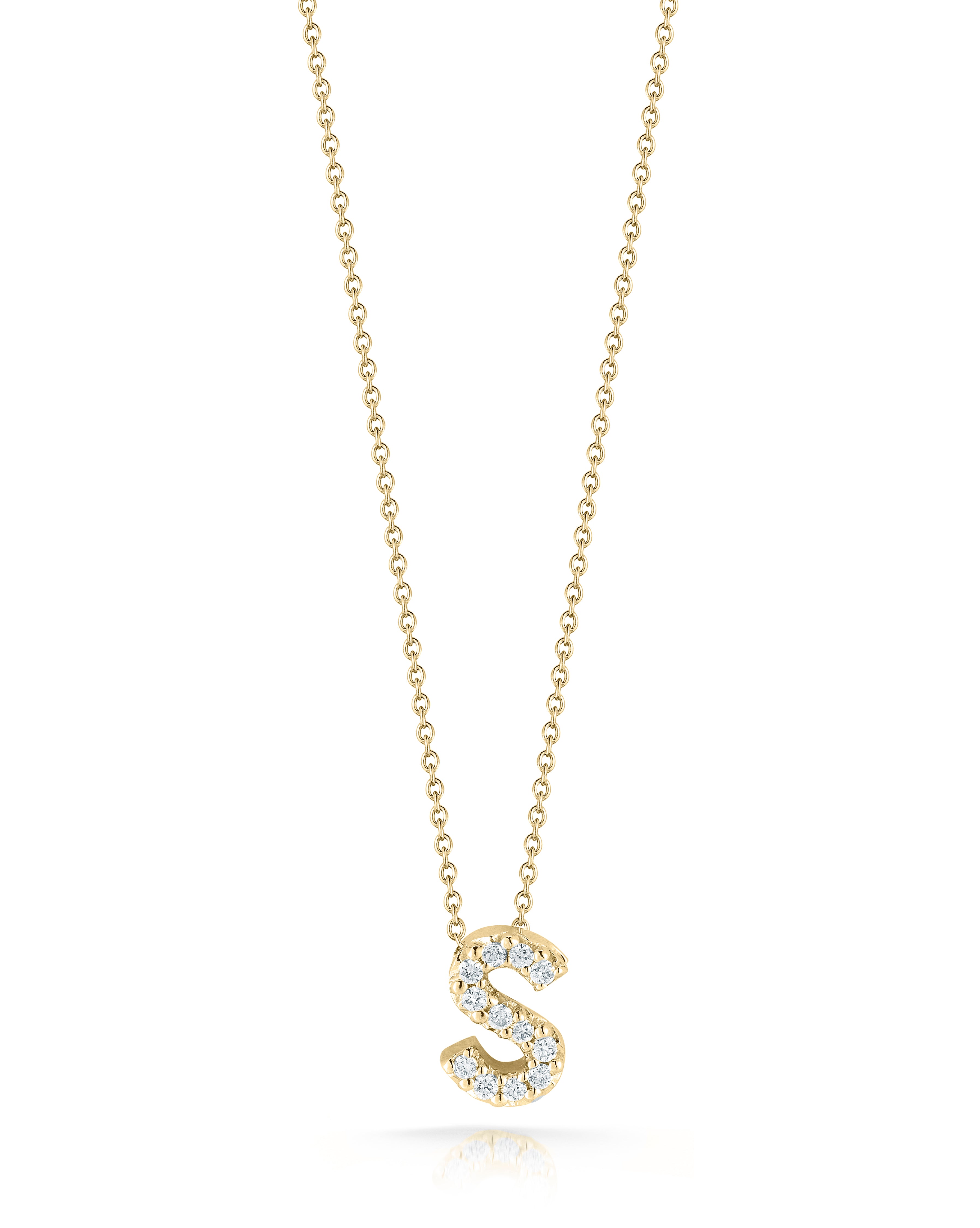18K YELLOW GOLD TINY TREASURES DIAMOND LOVE LETTER "S" NECKLACE