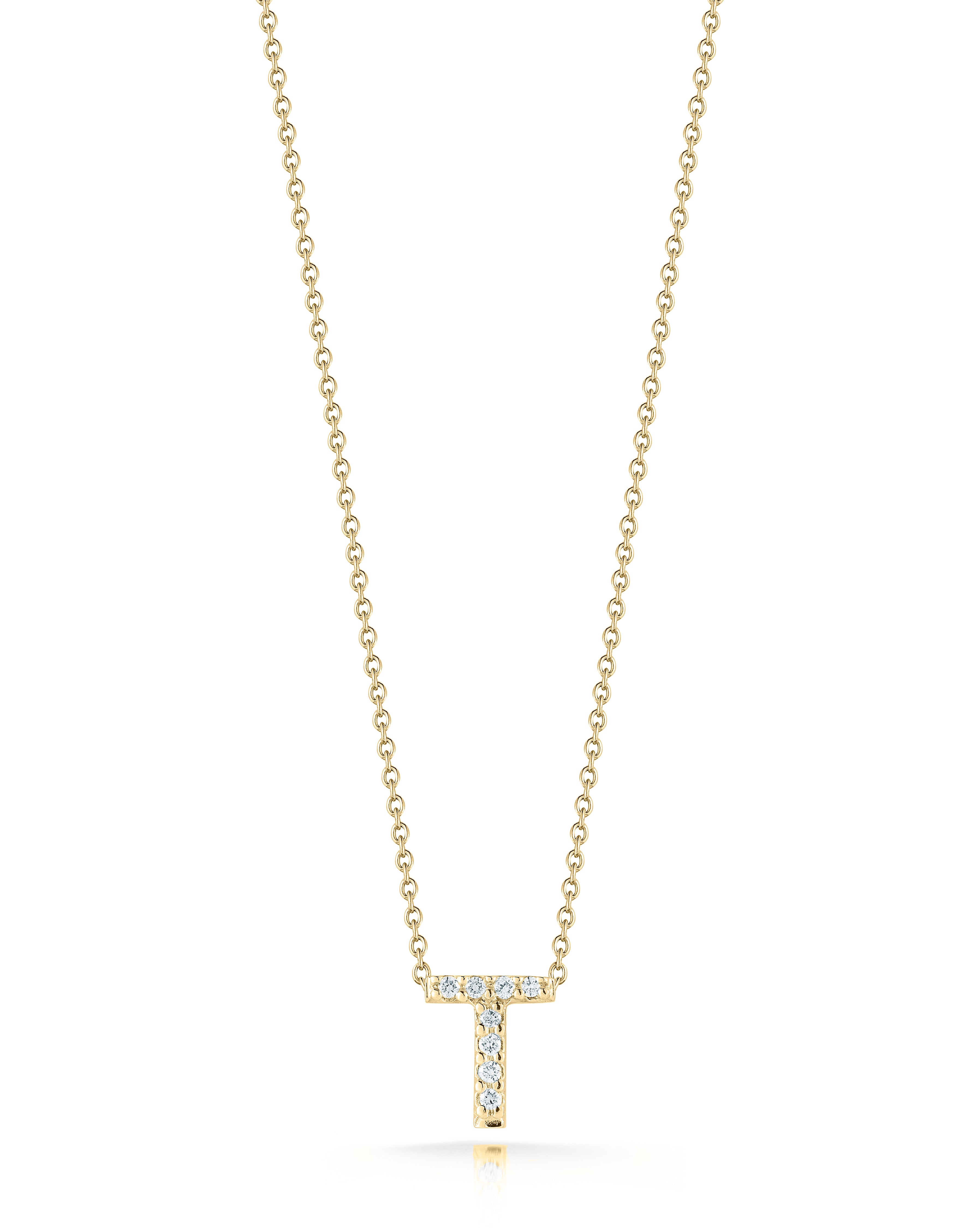 18K YELLOW GOLD TINY TREASURES DIAMOND LOVE LETTER "T" NECKLACE