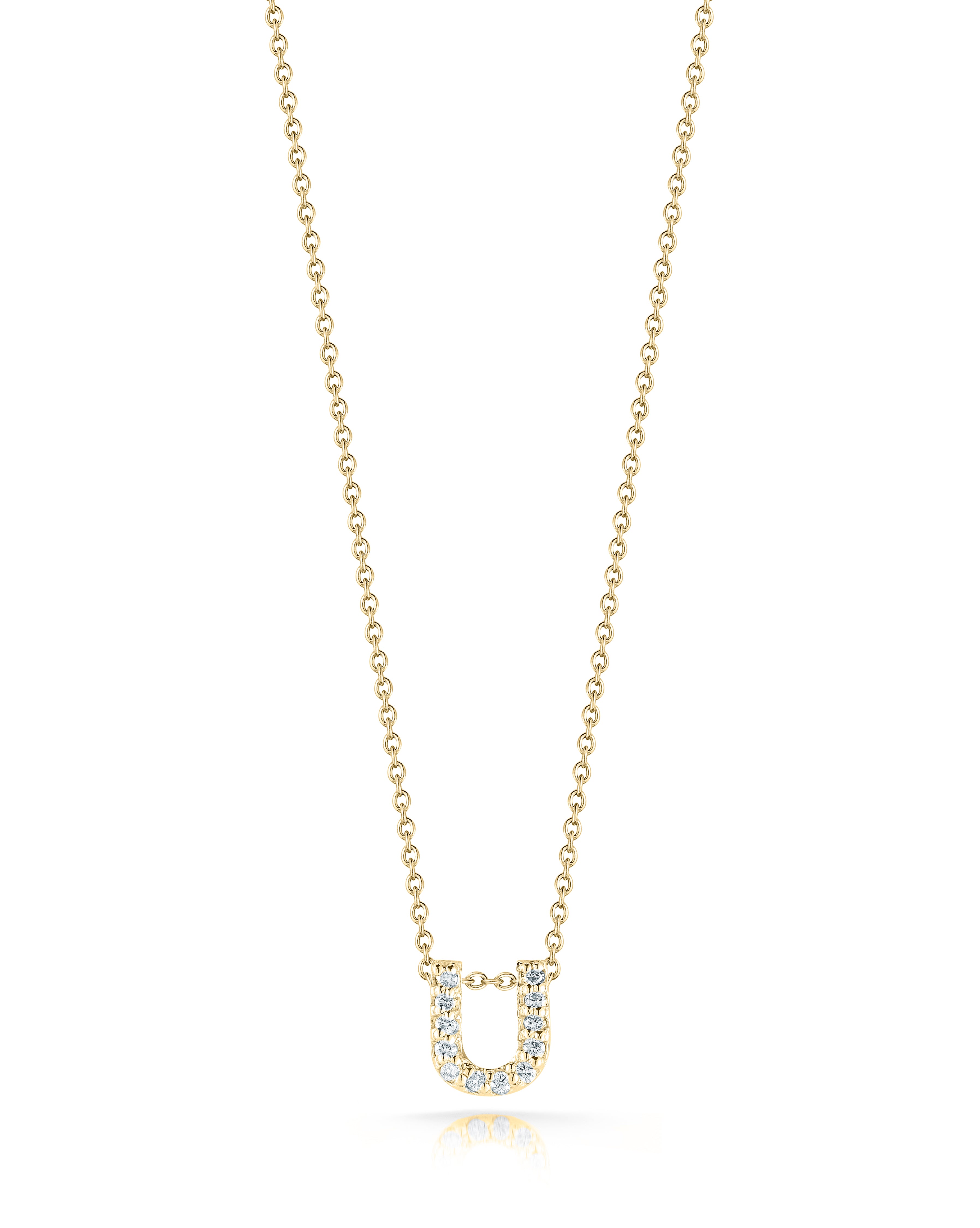 18K YELLOW GOLD TINY TREASURES DIAMOND LOVE LETTER "U" NECKLACE
