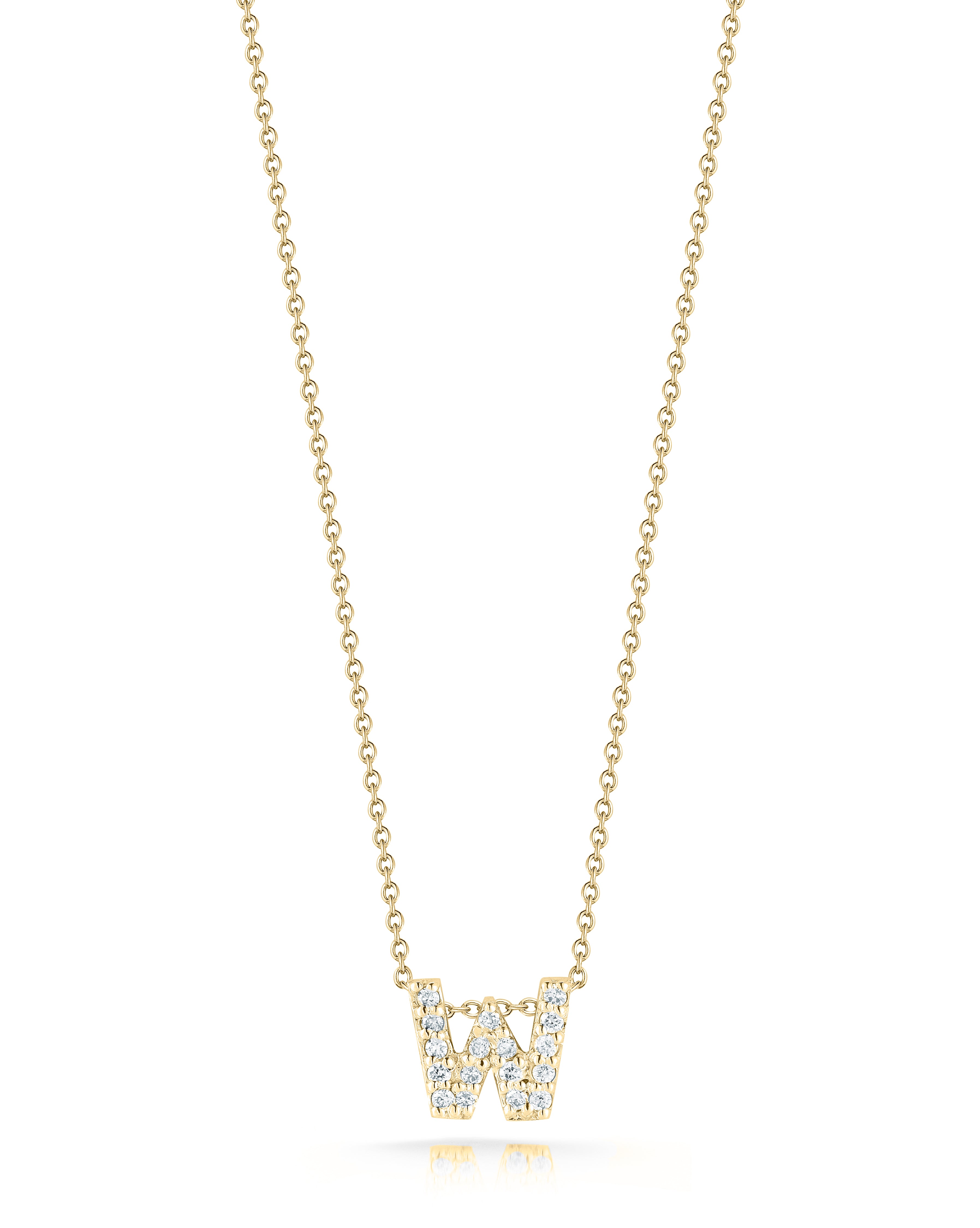 18K YELLOW GOLD TINY TREASURES DIAMOND LOVE LETTER "W" NECKLACE