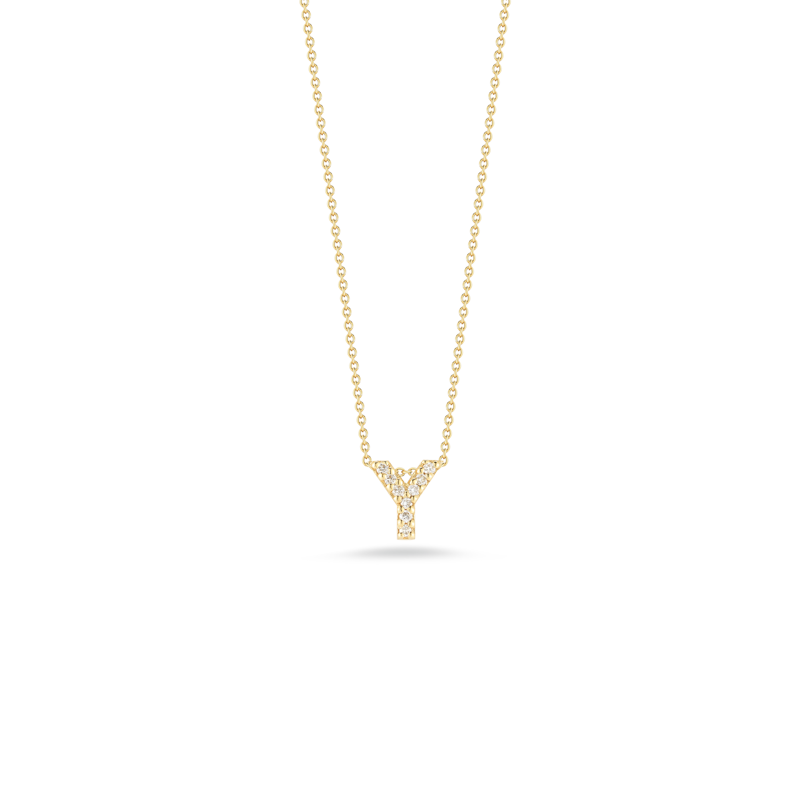 18K YELLOW GOLD TINY TREASURES DIAMOND LOVE LETTER "Y" NECKLACE
