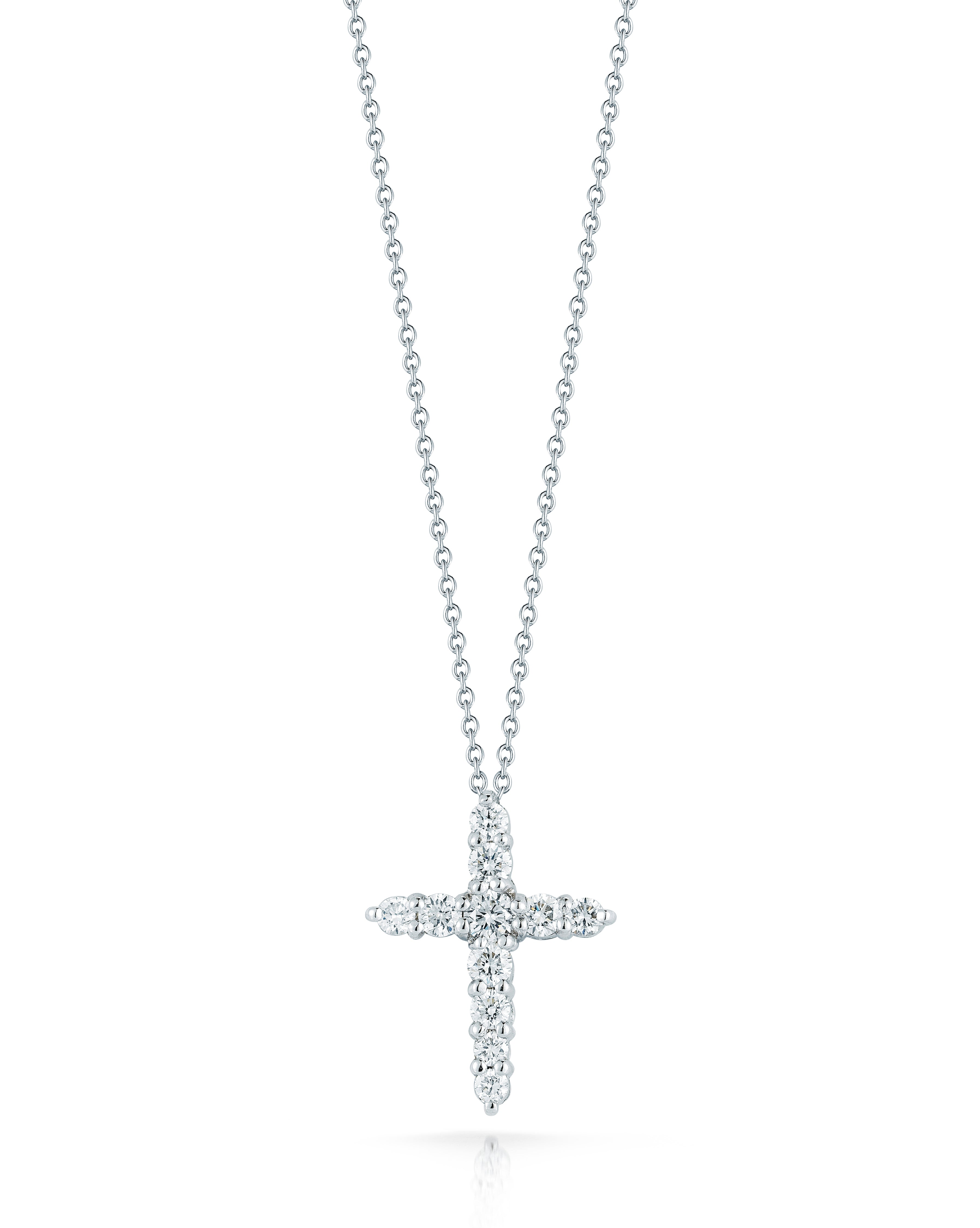 18K WHITE GOLD TINY TREASURES DIAMOND TAPERED CROSS NECKLACE