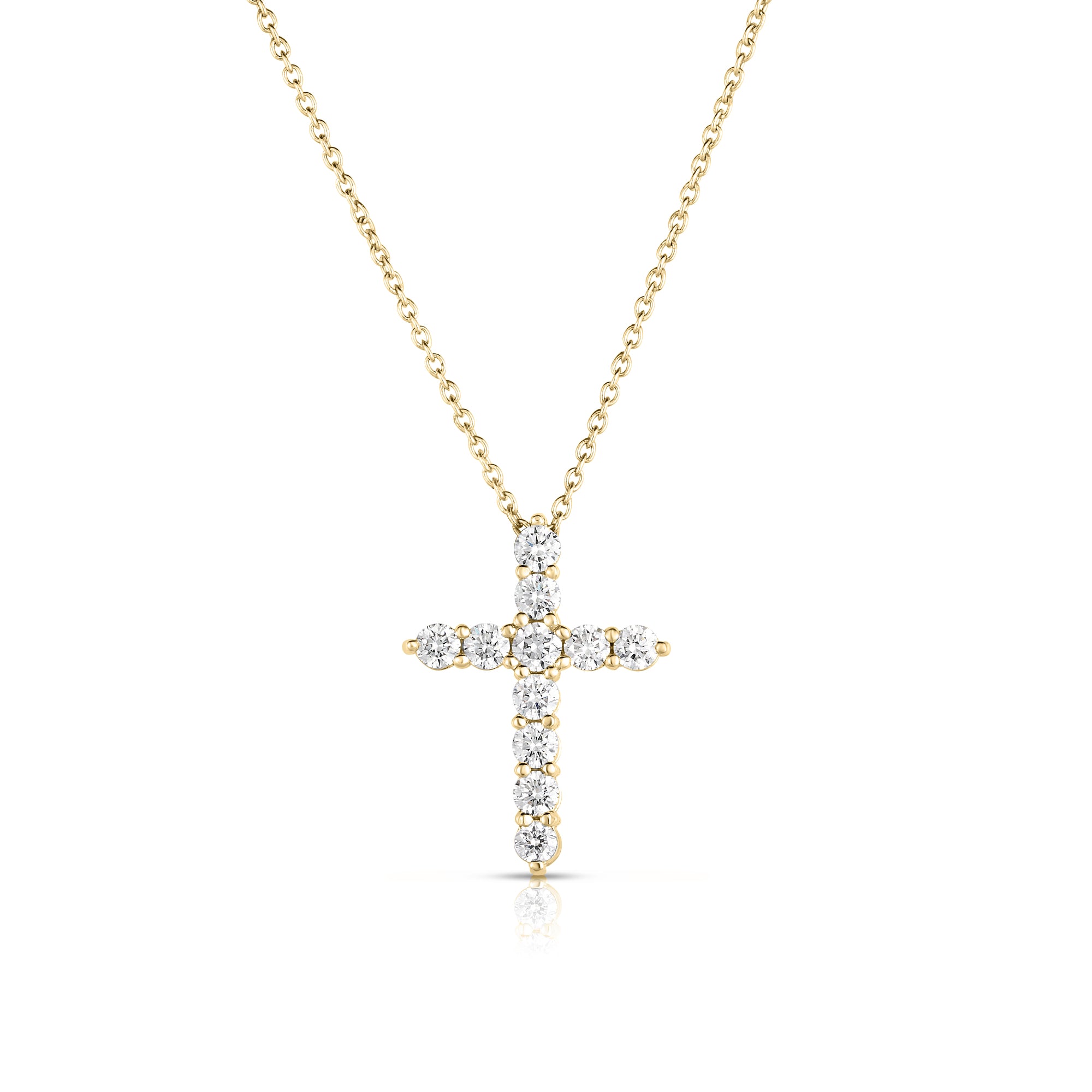 18K YELLOW GOLD TINY TREASURES DIAMOND CROSS NECKLACE