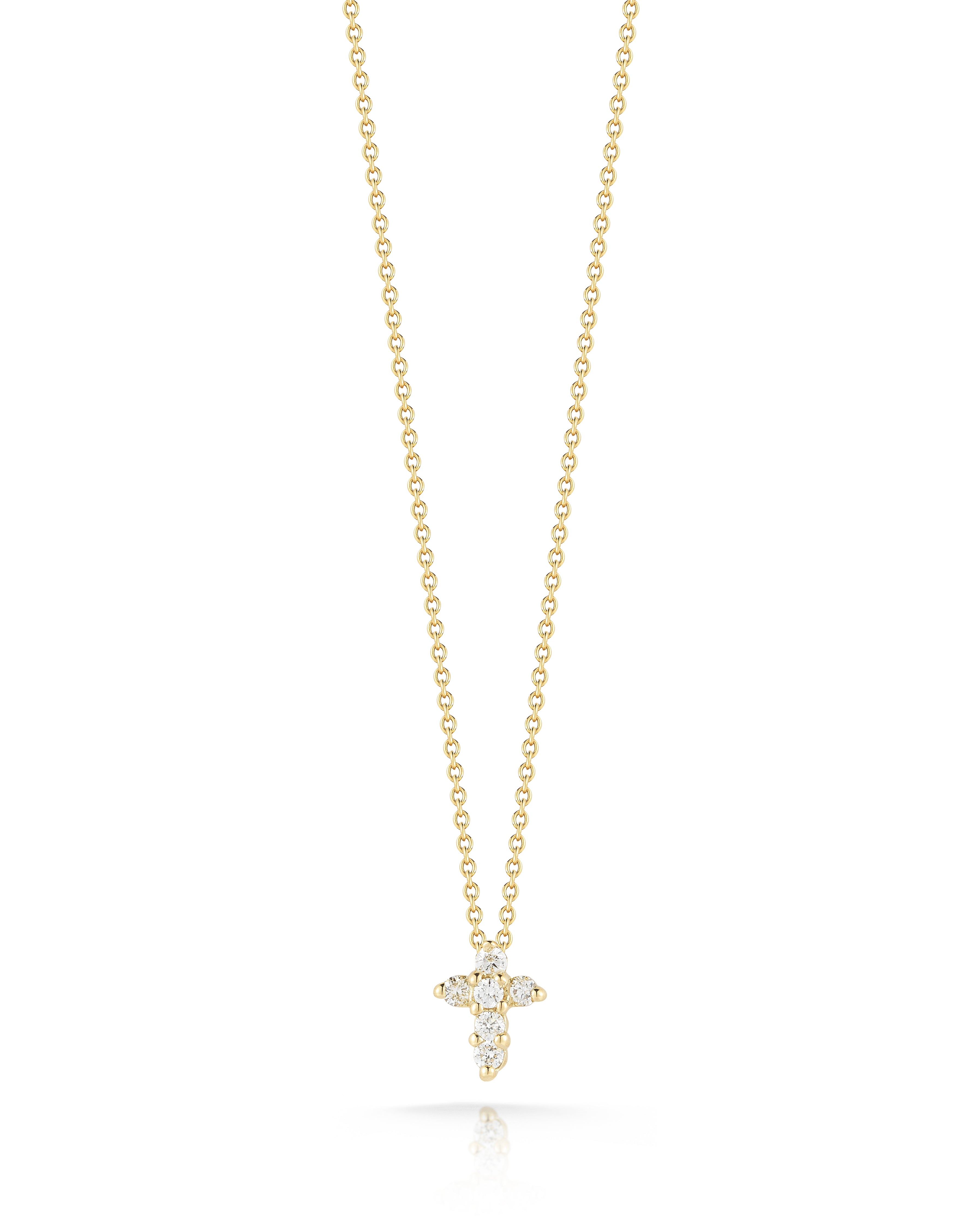 18K YELLOW GOLD TINY TREASURES DIAMOND BABY CROSS NECKLACE