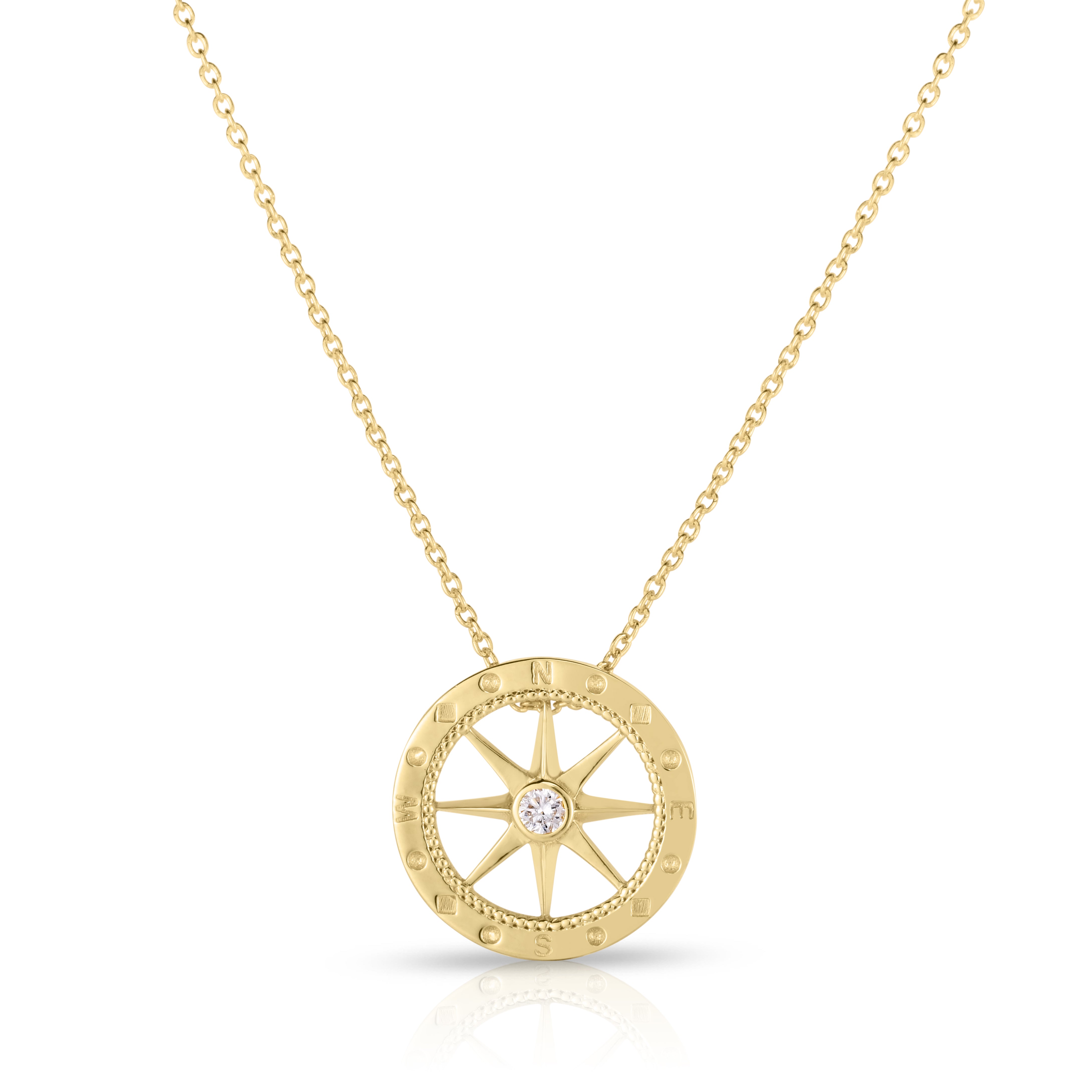 18K YELLOW GOLD TINY TREASURES DIAMOND COMPASS NECKLACE