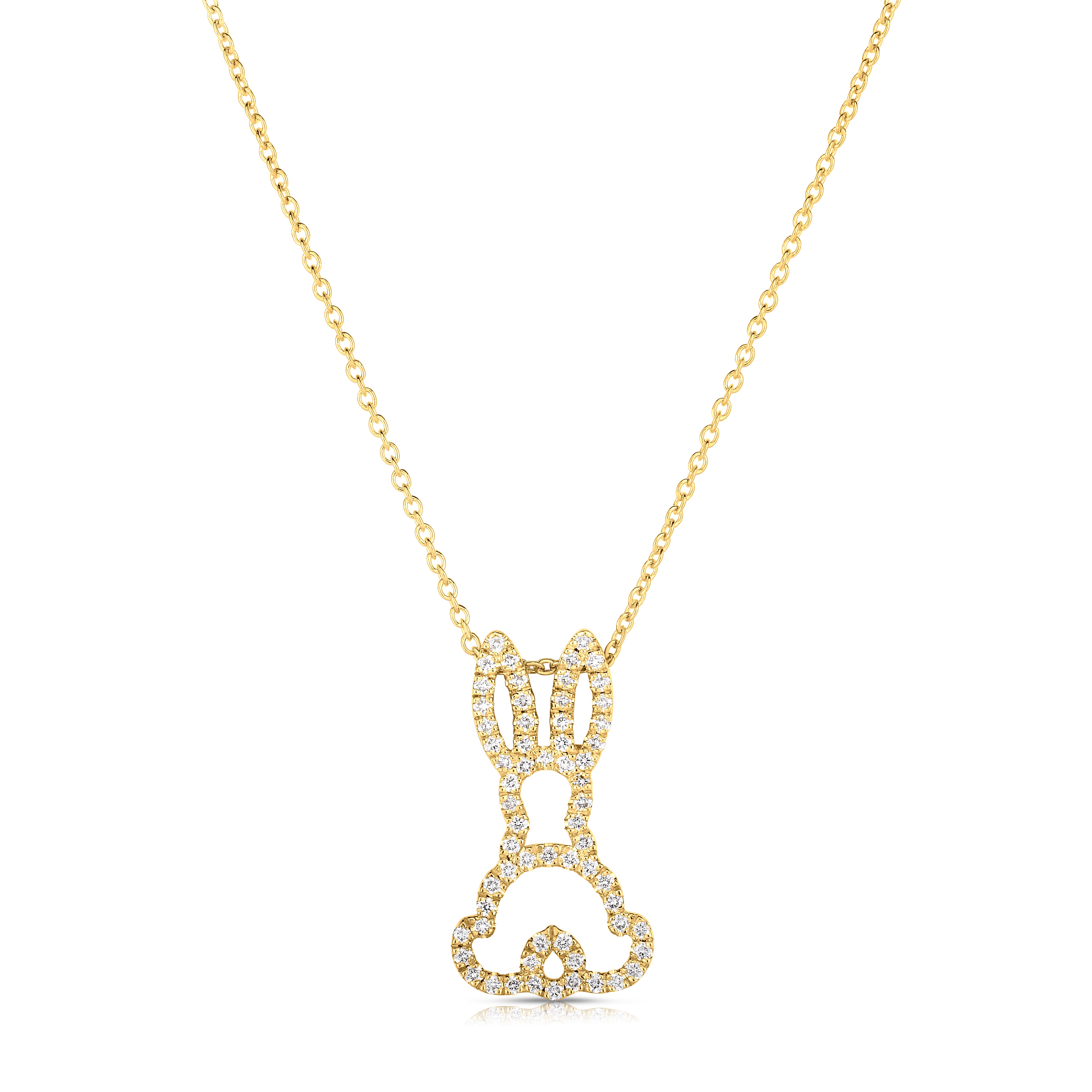 18K YELLOW GOLD TINY TREASURES DIAMOND OUTLINE BUNNY NECKLACE