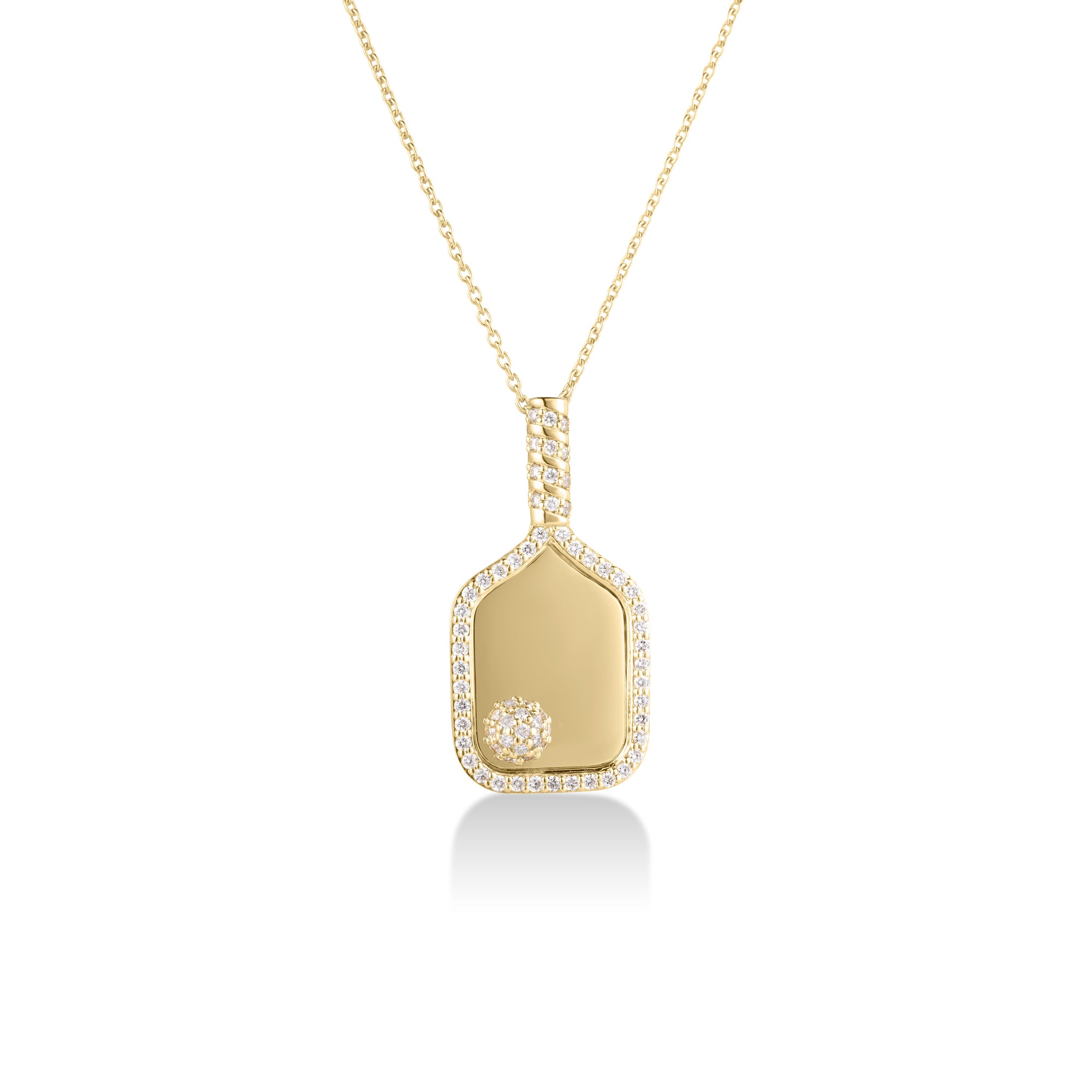 18K YELLOW GOLD TINY TREASURES DIAMOND PICKLEBALL RACKET & BALL NECKLACE