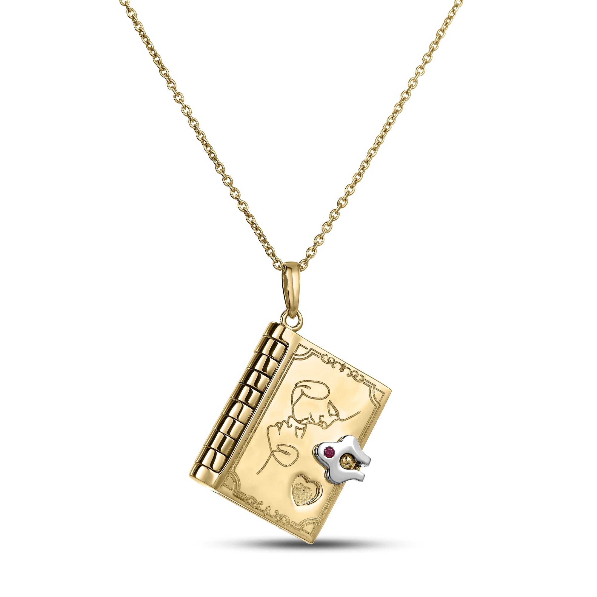 18K YELLOW/WHITE GOLD TINY TREASURES LOVE BOOK NECKLACE