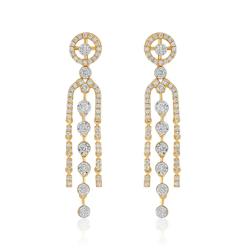 Glitzy, Cascade Styled Evening Wear Diamond Necklace & Earrings