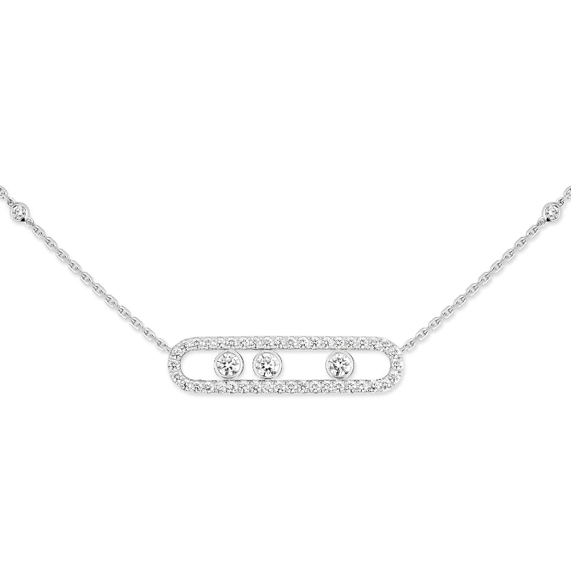 18K White Gold Diamond Move Pavé Necklace