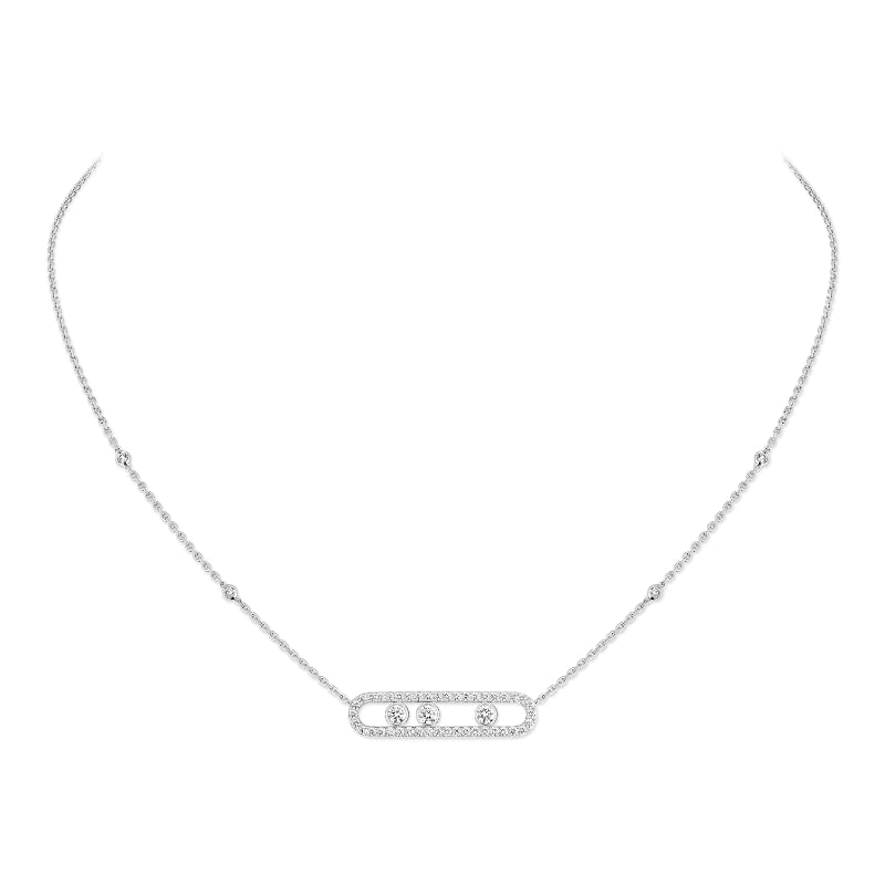 18K White Gold Diamond Move Pavé Necklace