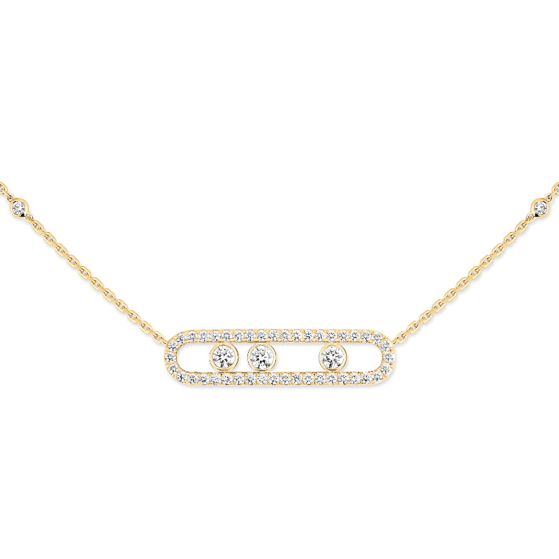 18K Yellow Gold Diamond Move Pavé Necklace