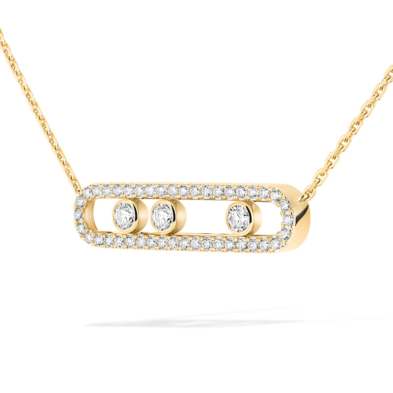 18K Yellow Gold Diamond Move Pavé Necklace
