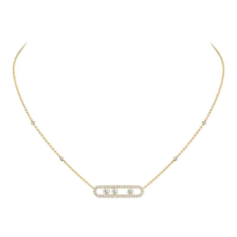 18K Yellow Gold Diamond Move Pavé Necklace