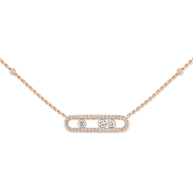 18K Pink Gold Diamond Baby Move Pavé Necklace